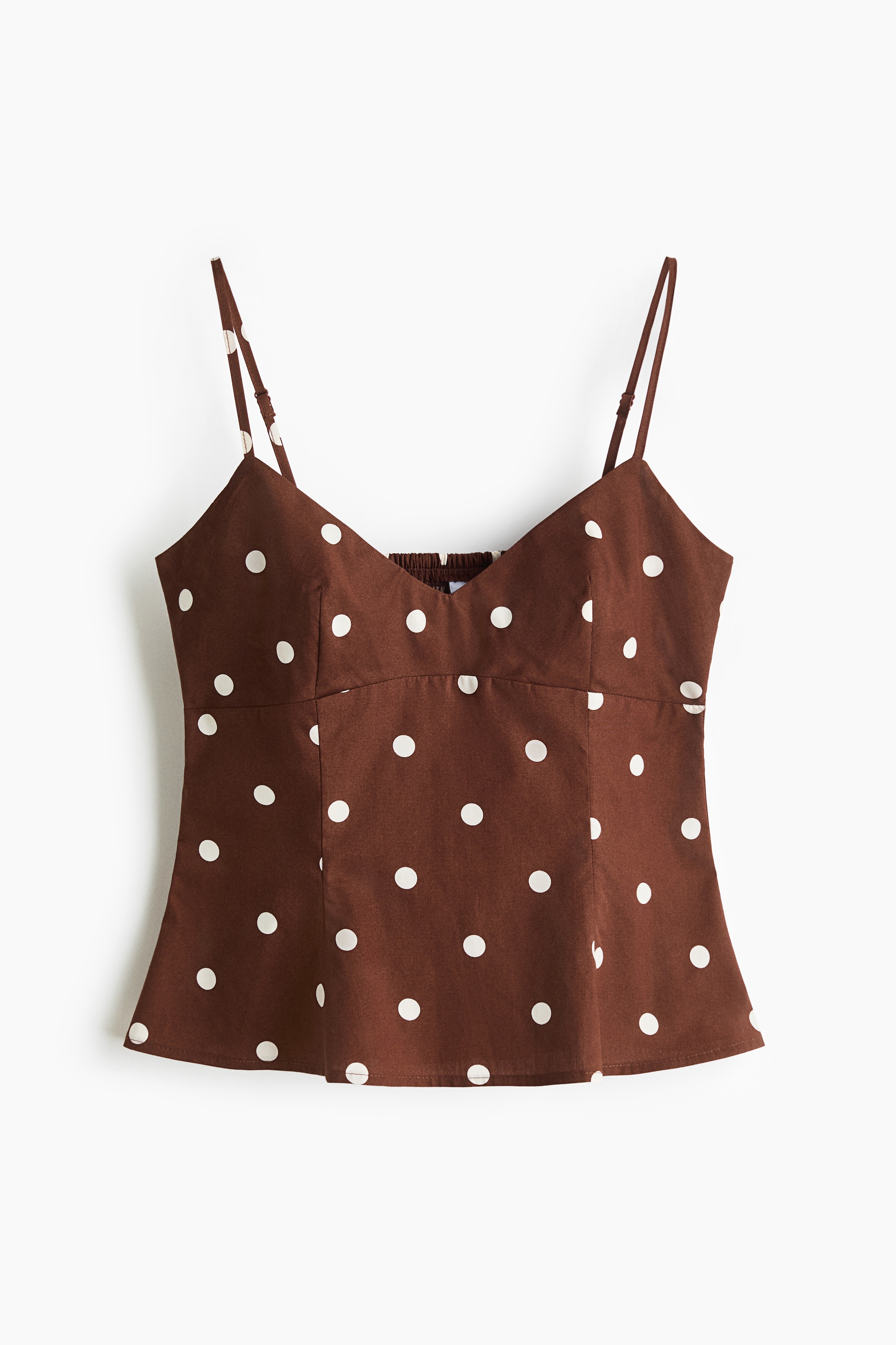 Peplum strappy top - Dark brown/polka dot/Light yellow