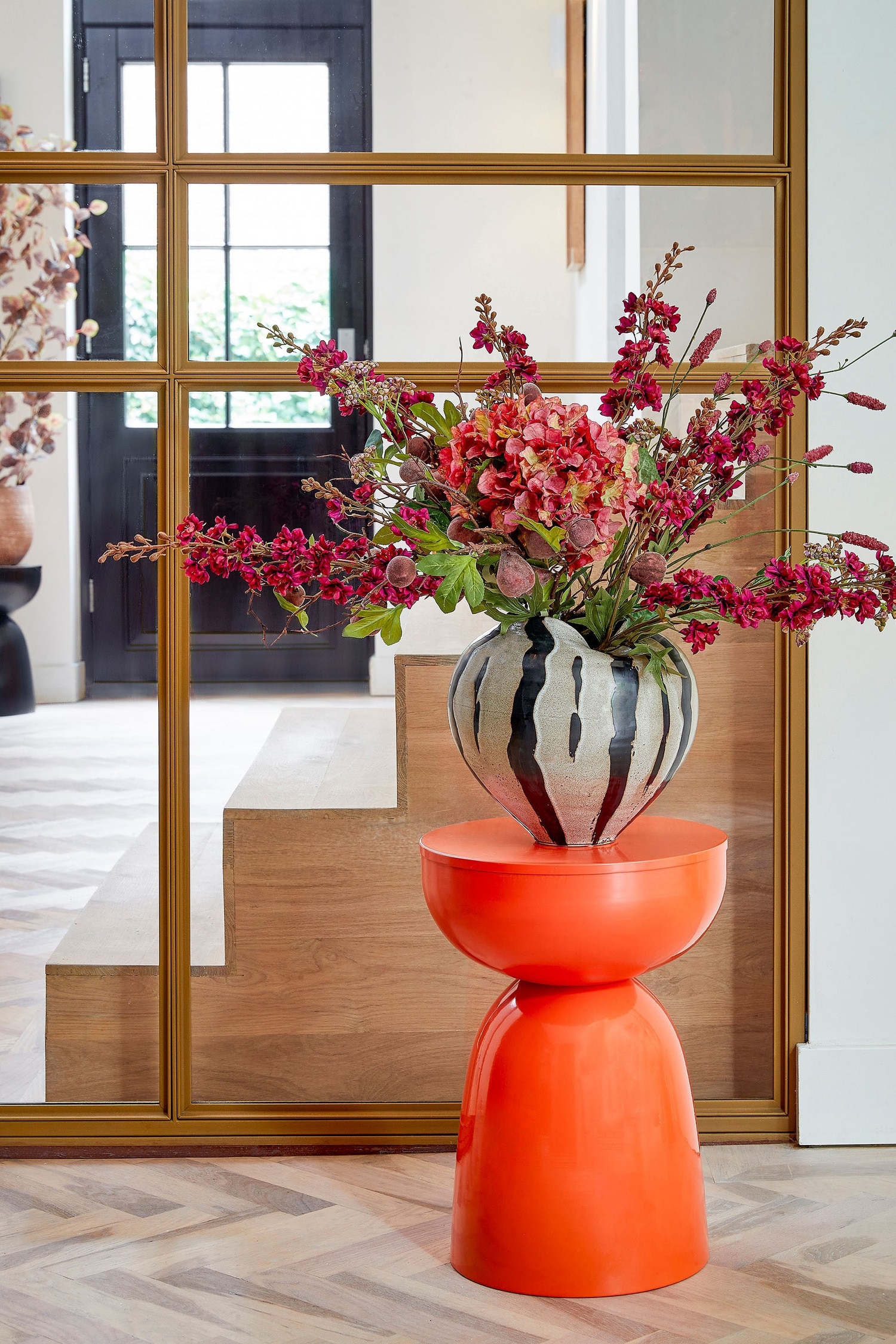 Metal Side Table - Orange/Black/Off-white/Beige/Ochre