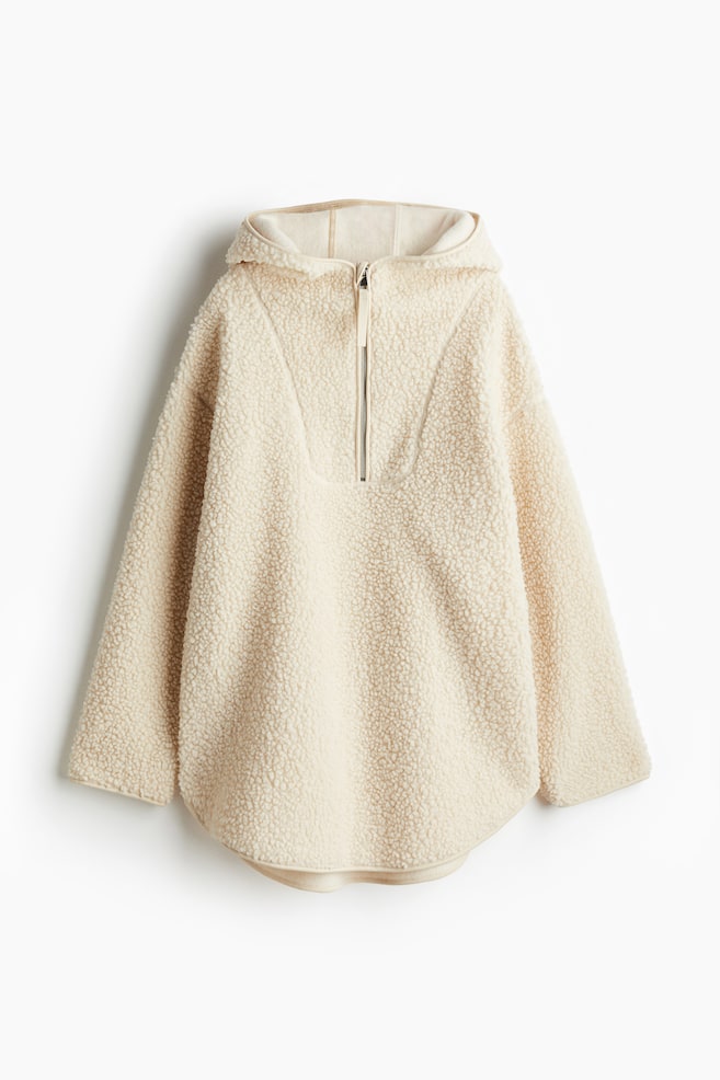 Oversized fleece hoodie - Cream - 1