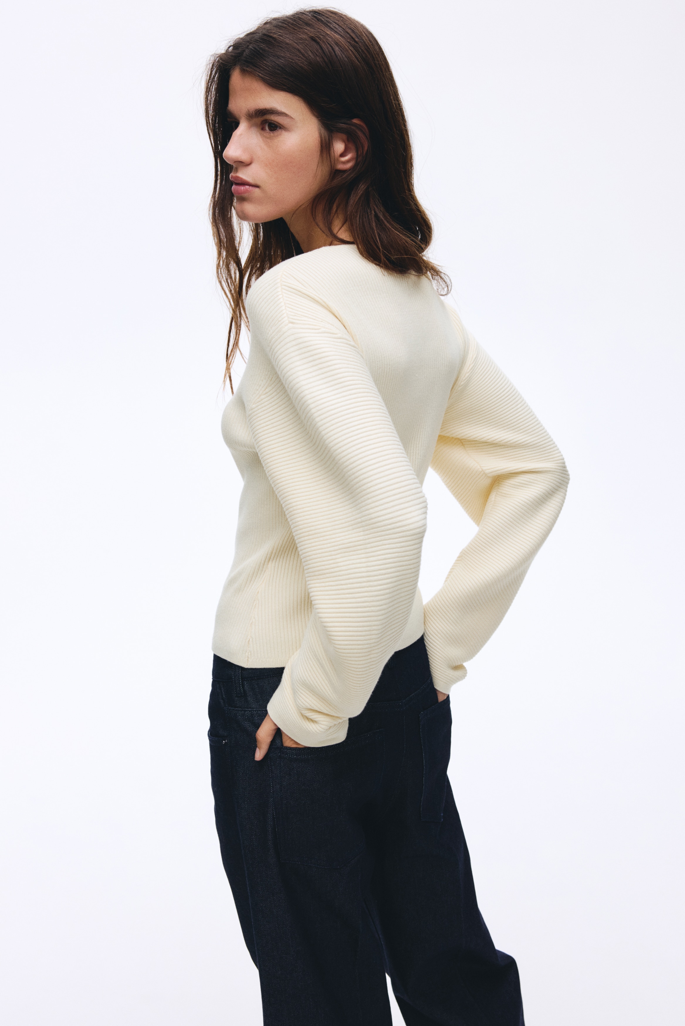 Rib-knit cardigan