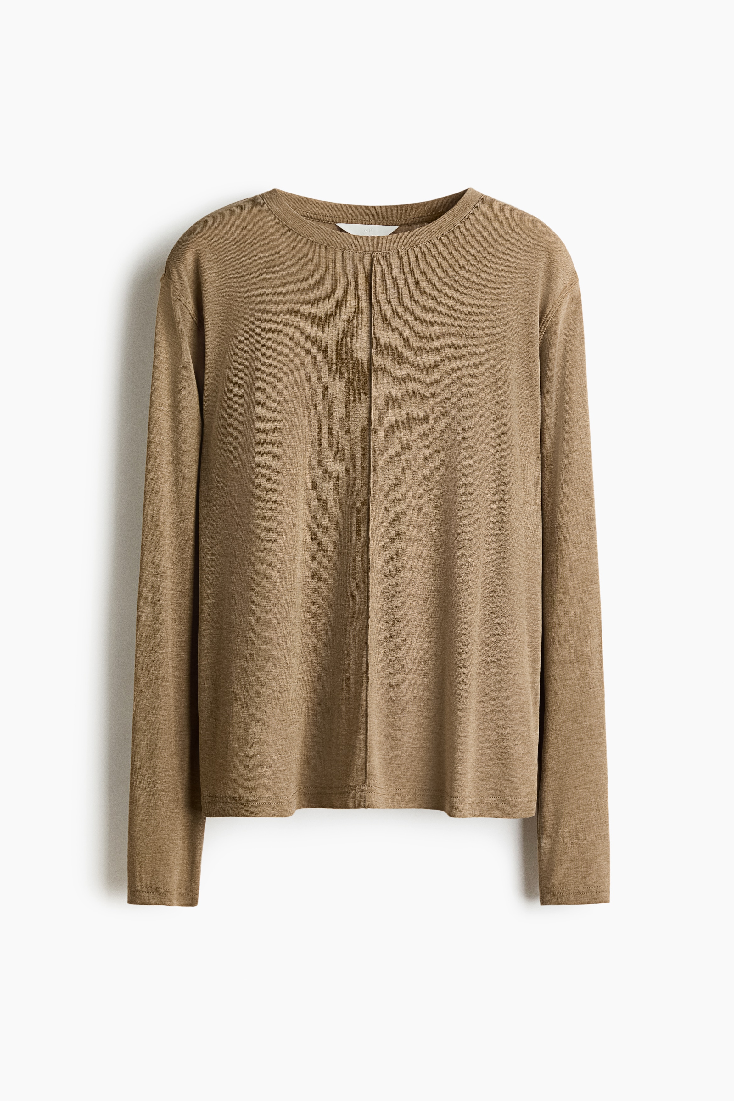 Long-Sleeved Top - Beige melange/Dark gray melange