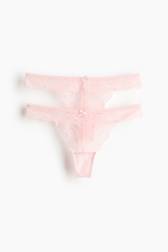 Pack de 2 bragas thong de encaje - Rosa claro/Negro - 1