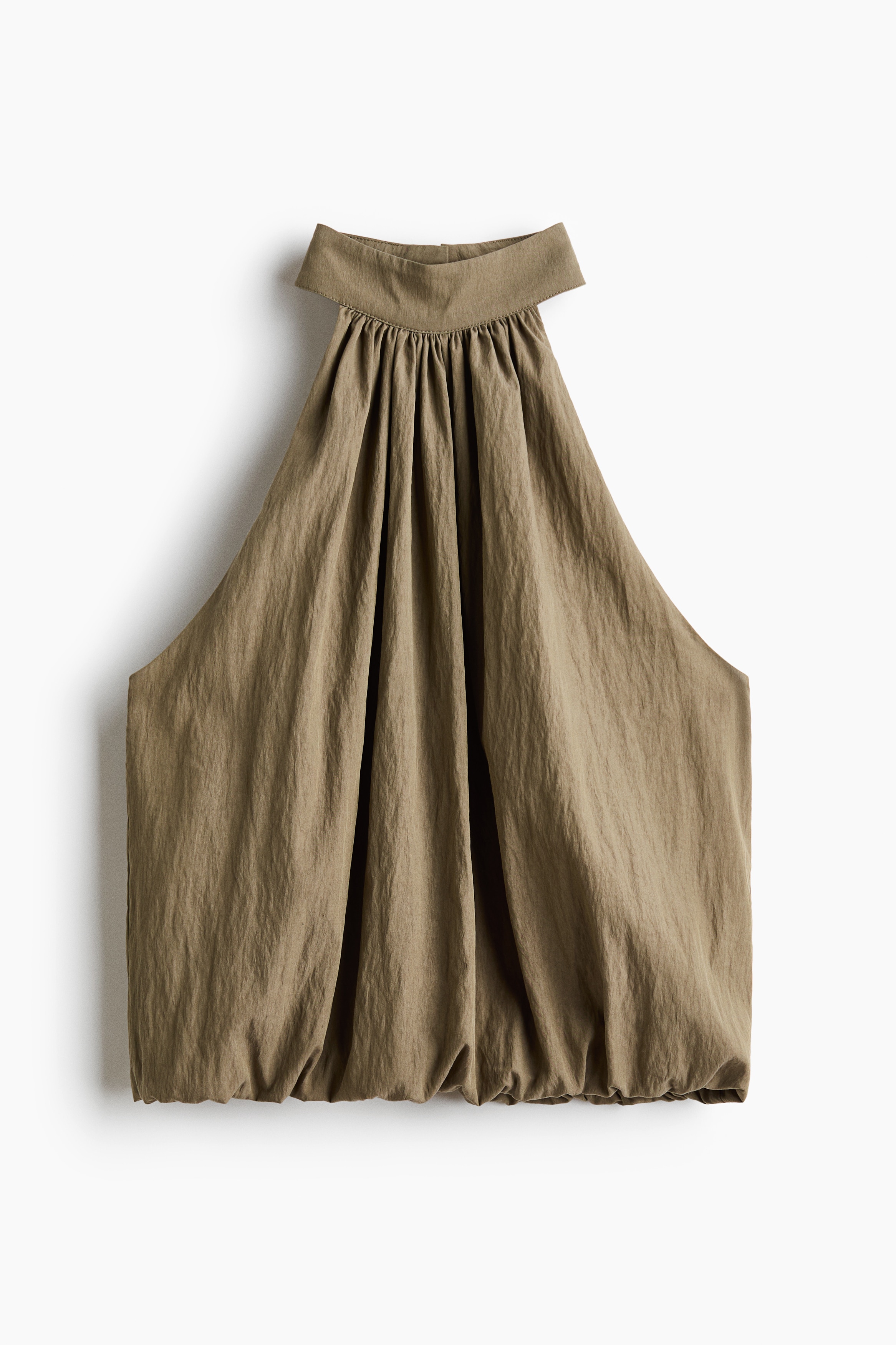 Sleeveless Bubble-Hem Top - Khaki green