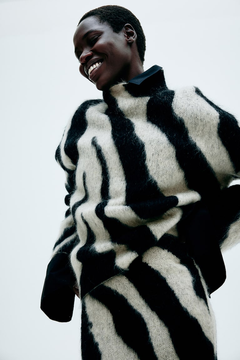 Mohair Blend High Neck Sweater