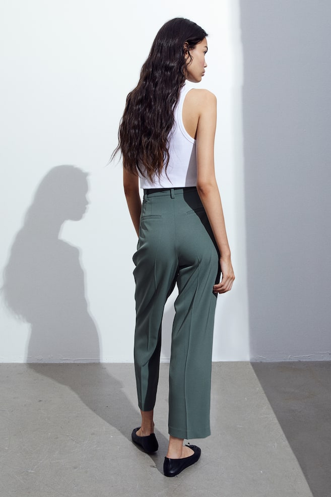 High-waisted tailored trousers - Dark green/Black/Dark beige/Dark grey - 5