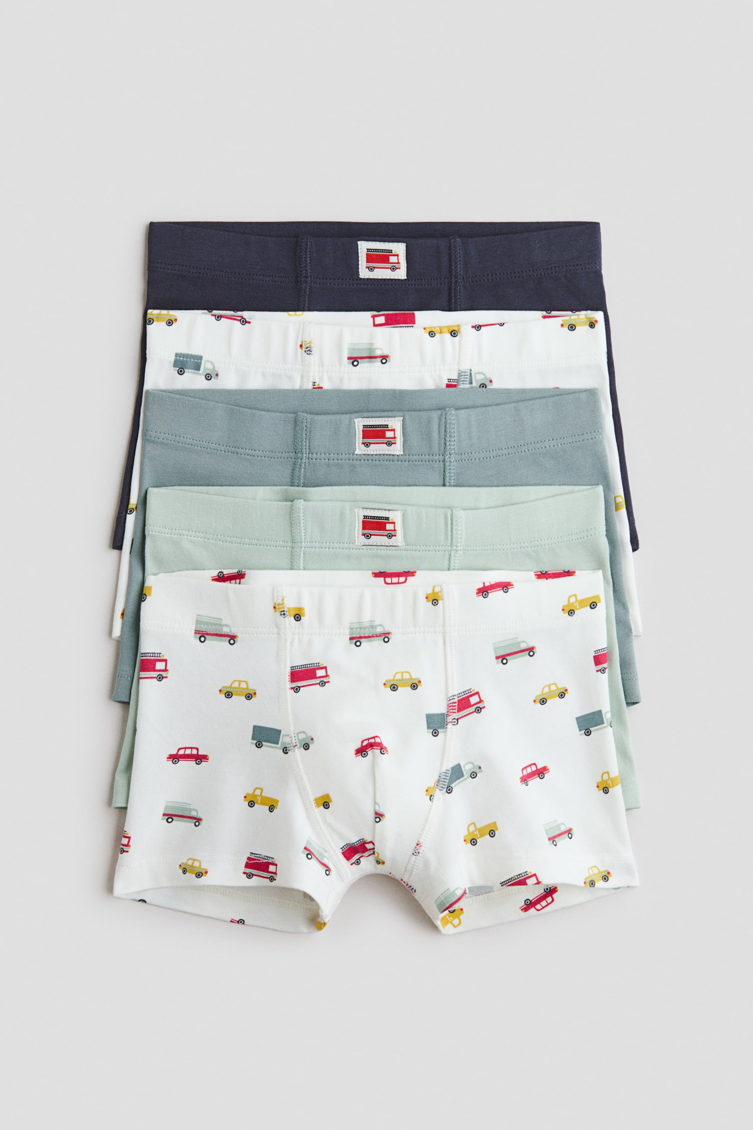 5-Pack Cotton Boxer Briefs - Turquoise/vehicles/Dusty blue/vehicles/Blue/Dino Crew
