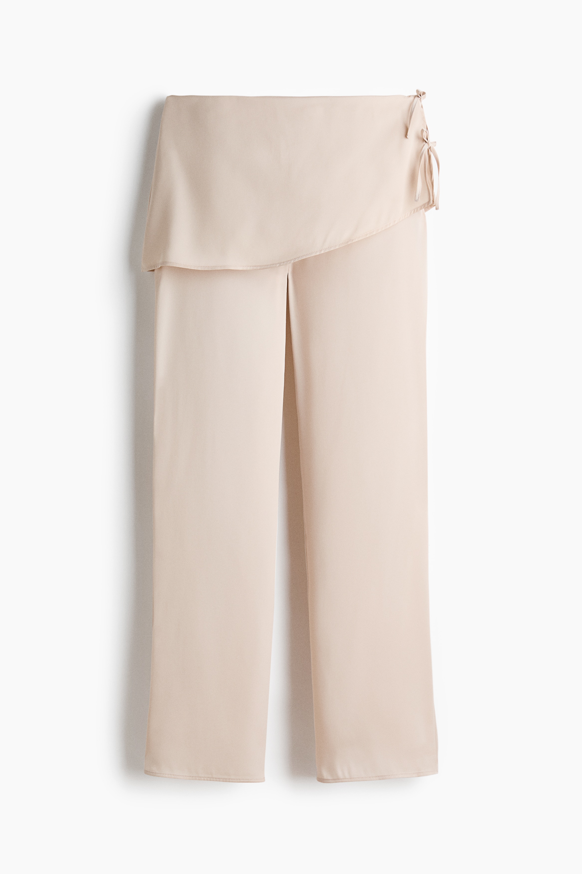Pantalon en satin avec jupe superposée - Beige clair/Noir