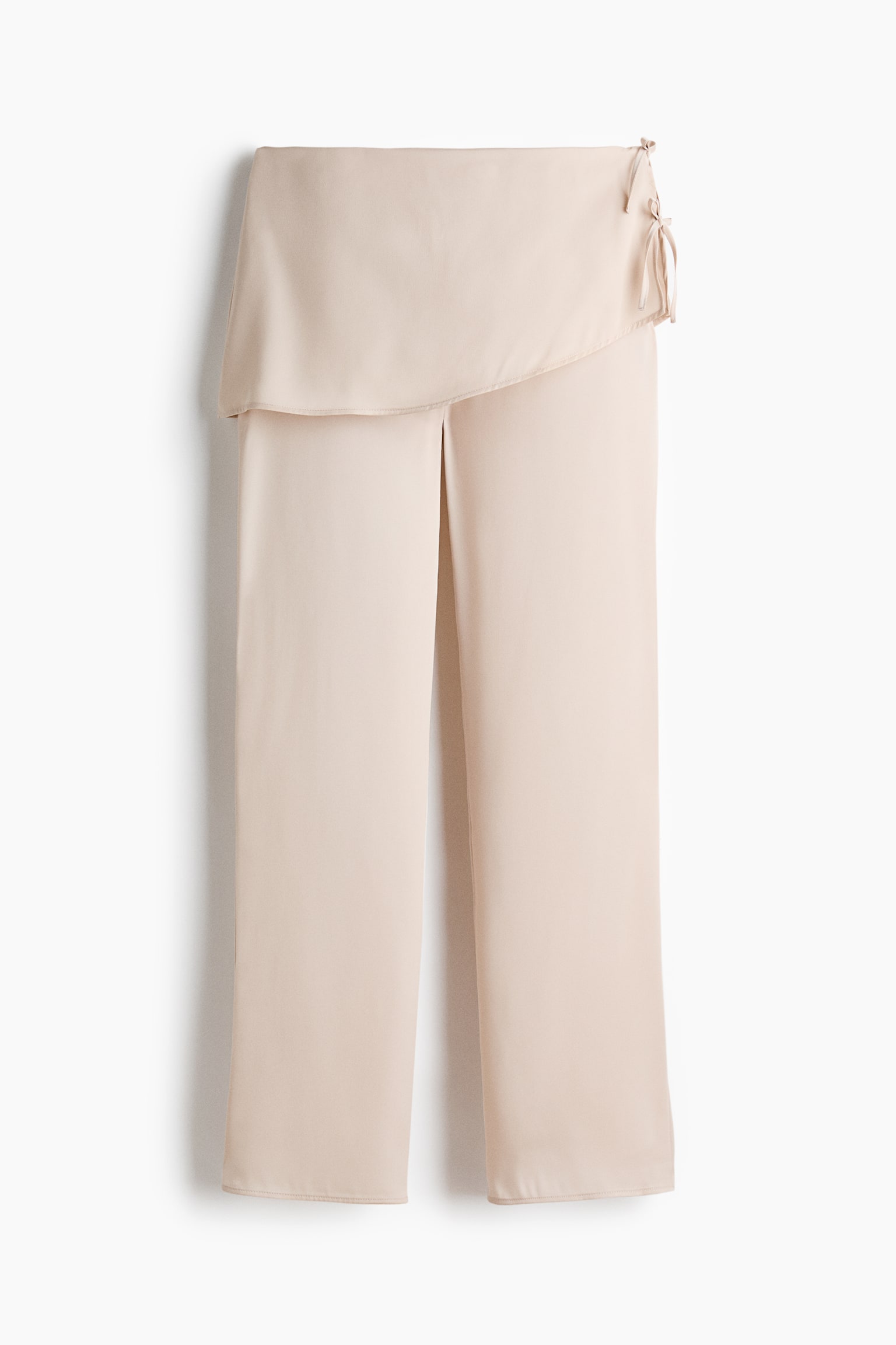 Pantalón de satén con falda superpuesta - Beige claro