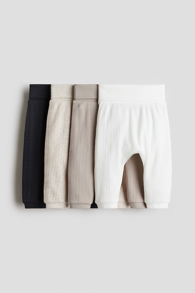 4-pack Ribbed Cotton Pants - Black/beige/white/Pink/cherries/Gray blue/khaki green/Dusty blue/dusty green/Turquoise/green - 1