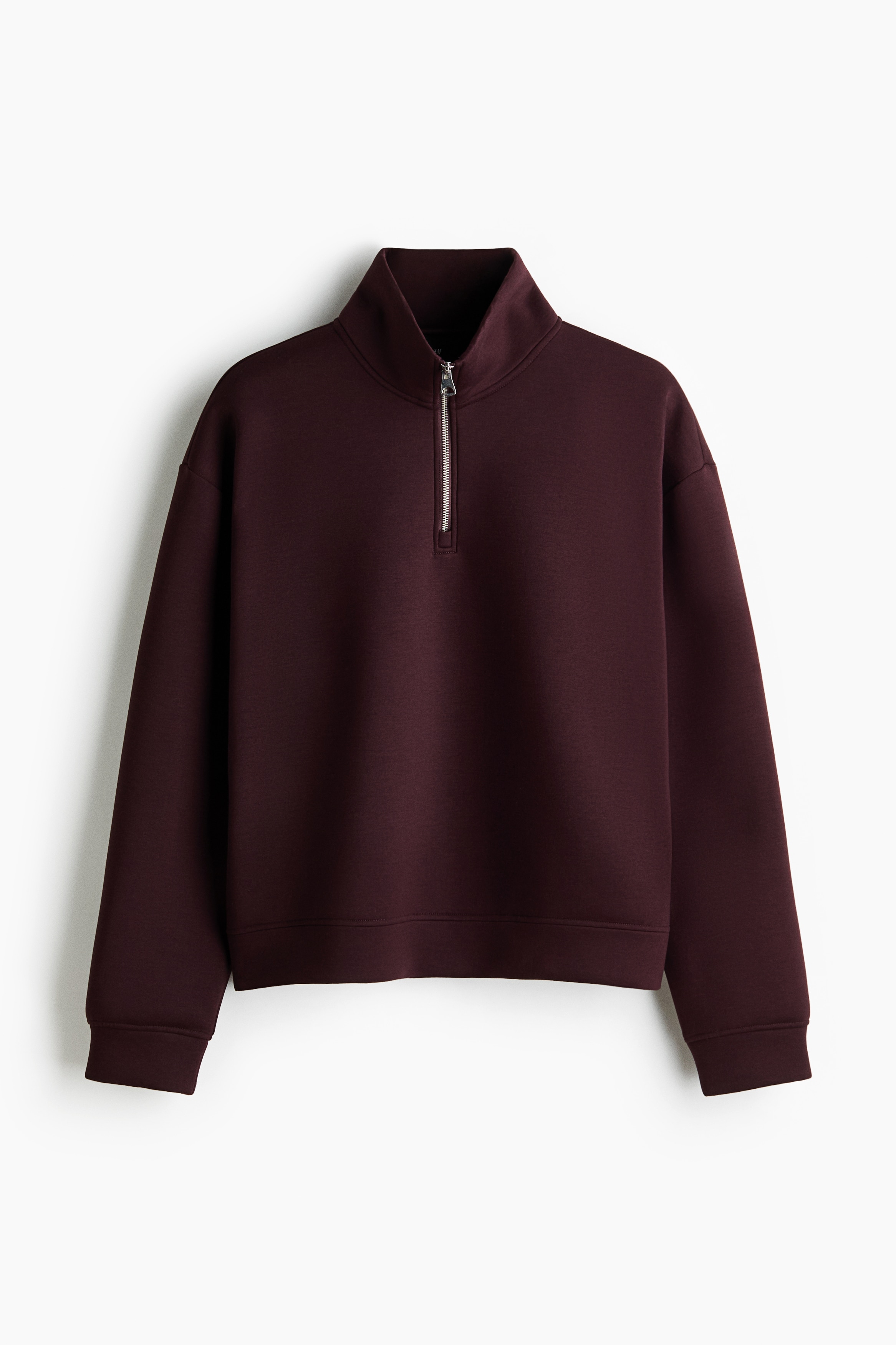 Sweatshirt i scuba med dragkedja Loose Fit - Vinröd/Svart