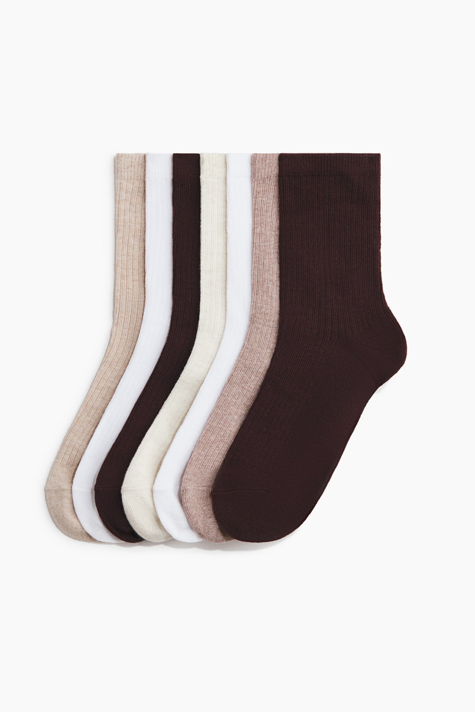 7-pack socks - Dark brown/Dusty pink/Light beige/Leopard print/Beige/Leopard print/Beige marl/Floral - 1