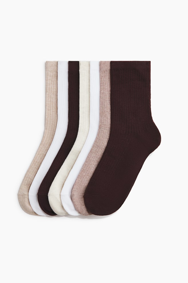 7-Pack Socks - Dark brown/dusty pink/Light beige/leopard print/Light blue/burgundy/dark pink/Gray melange/black/Beige/leopard print/Black/leopard print - 1