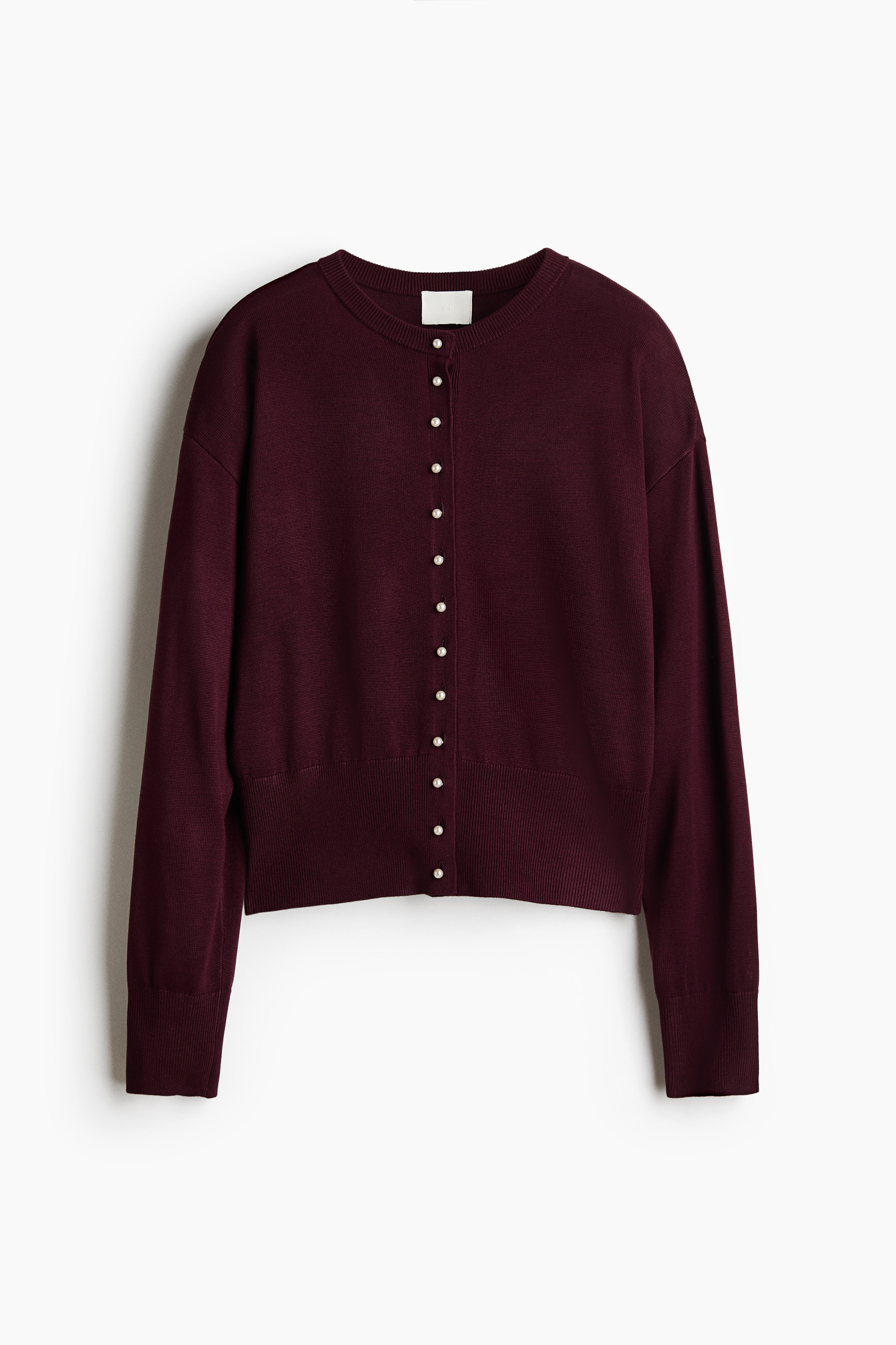 Cardigan aus Viskosegemisch - Weinrot/Black/Hellbeige