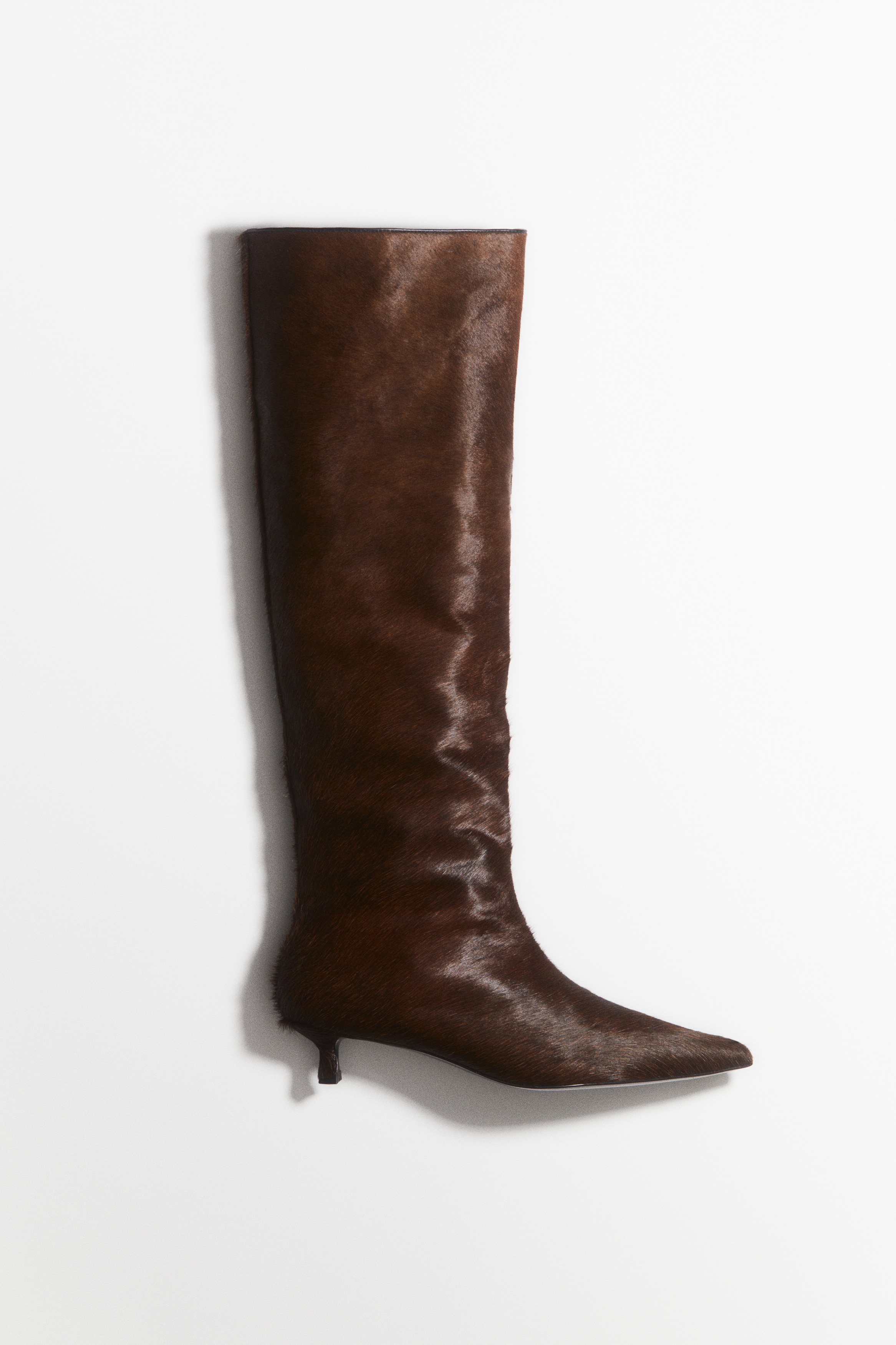 Dam - Mörkbrun Läderstövlar med taxklack - Size: 36  - H&M