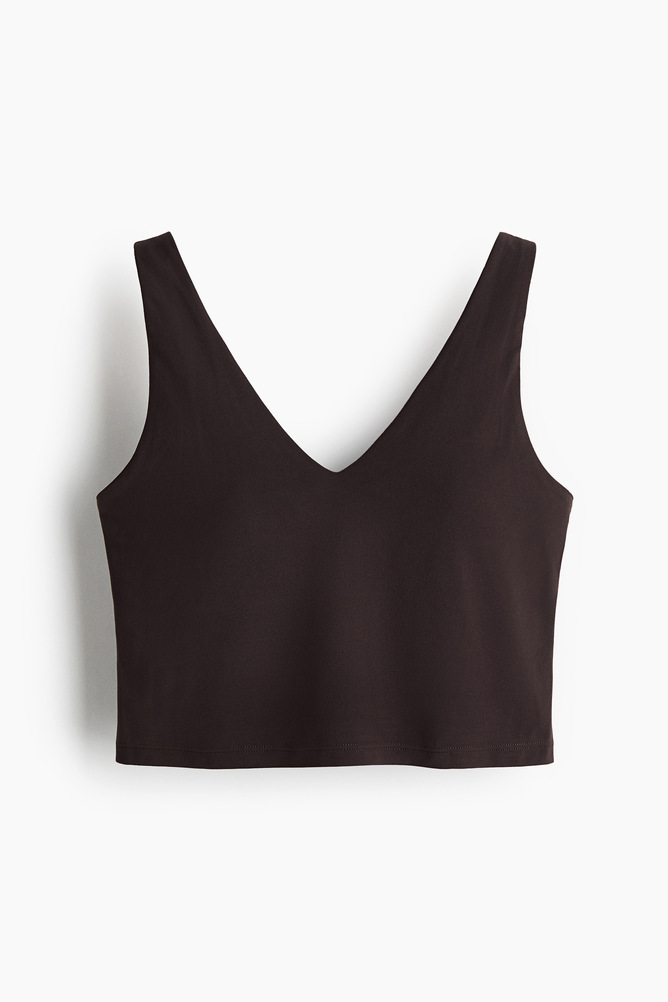 Cropped sports top with SoftMove™ - Coffee bean brown/Black