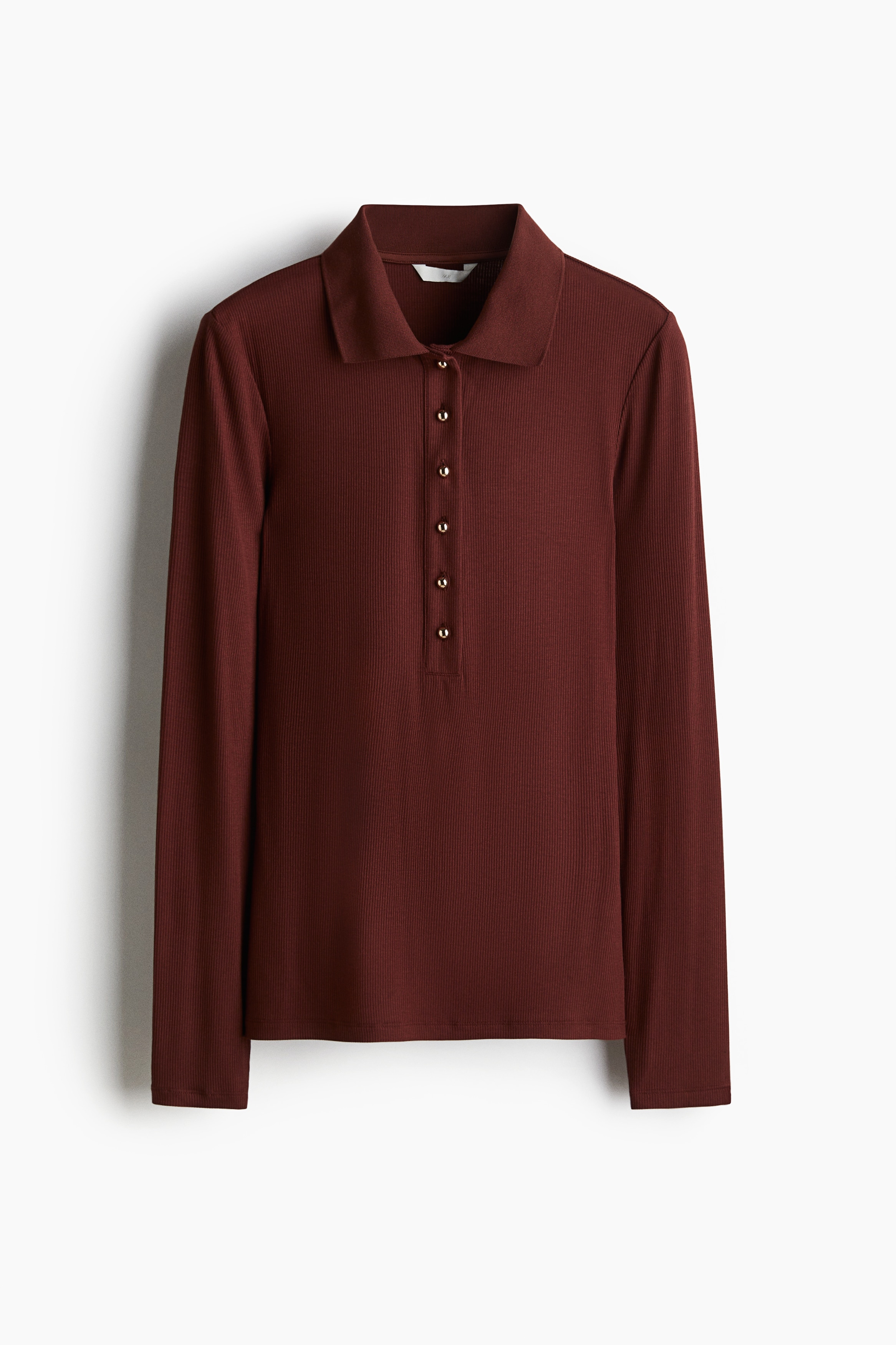 Rib-knit polo shirt - Burgundy