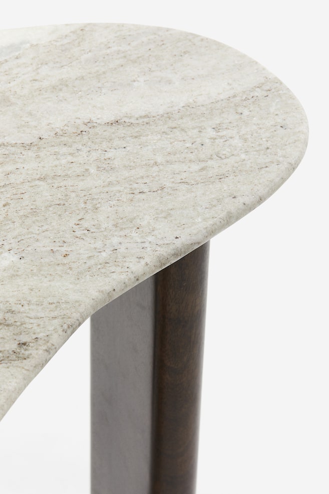 Table d'appoint avec plateau en marbre-Beige/marron foncé - 3