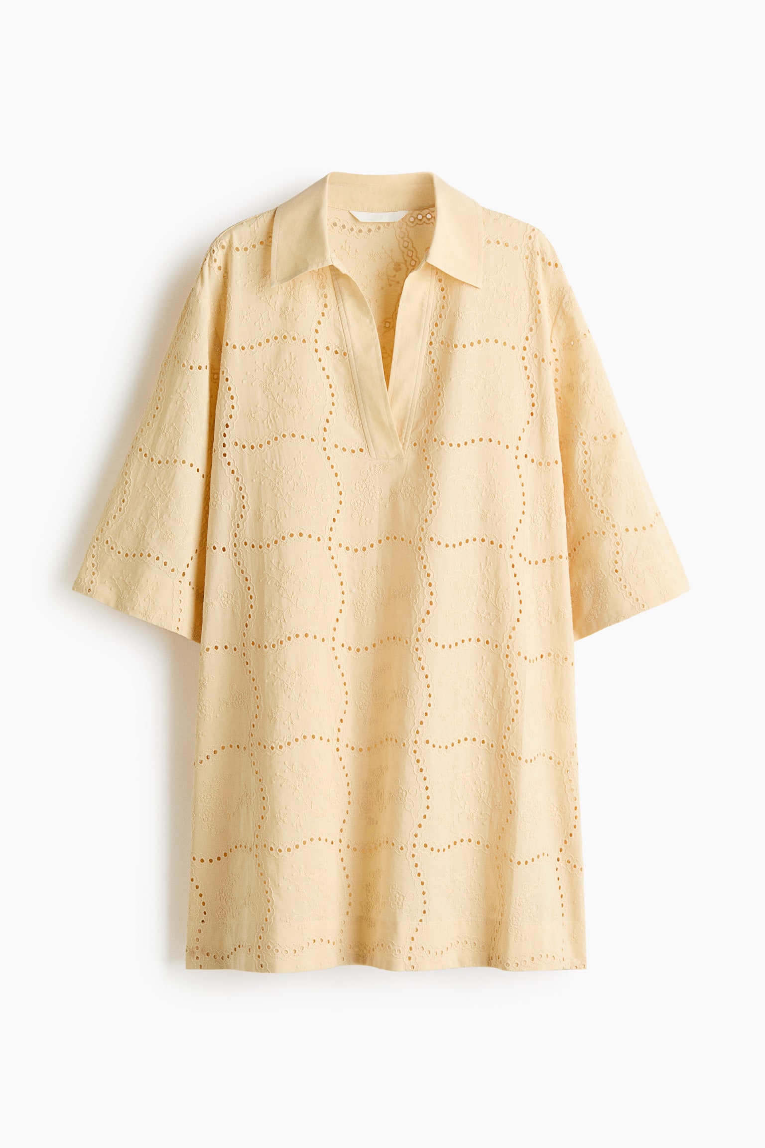 Broderie anglaise tunic dress - Light yellow - 1