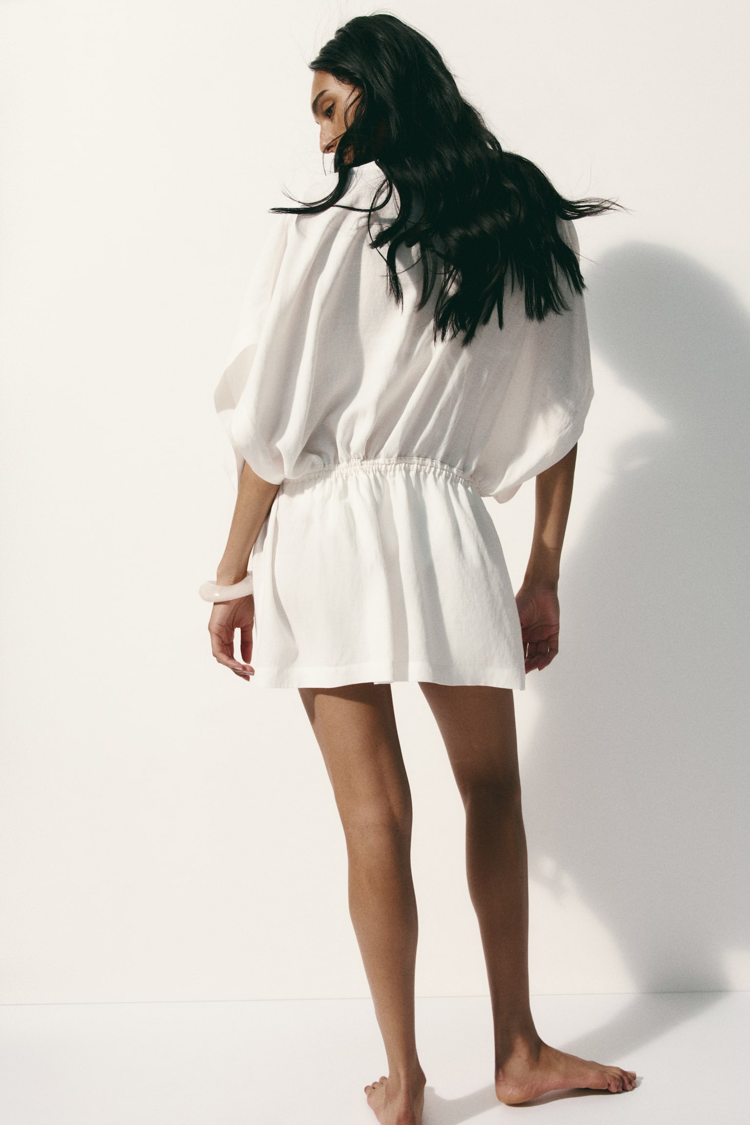 Beach kaftan dress - White/Dark brown - 4