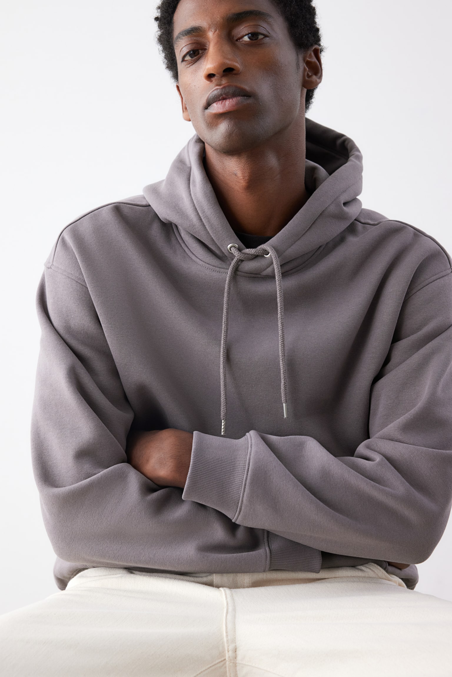 Loose Fit Hoodie - Dark greige/Black/Light grey marl/Navy blue/Forest green/Light beige/Dark brown/Black/Light beige/Pistachio green/White/White/Burgundy/Green/Light brown/Light purple - 3