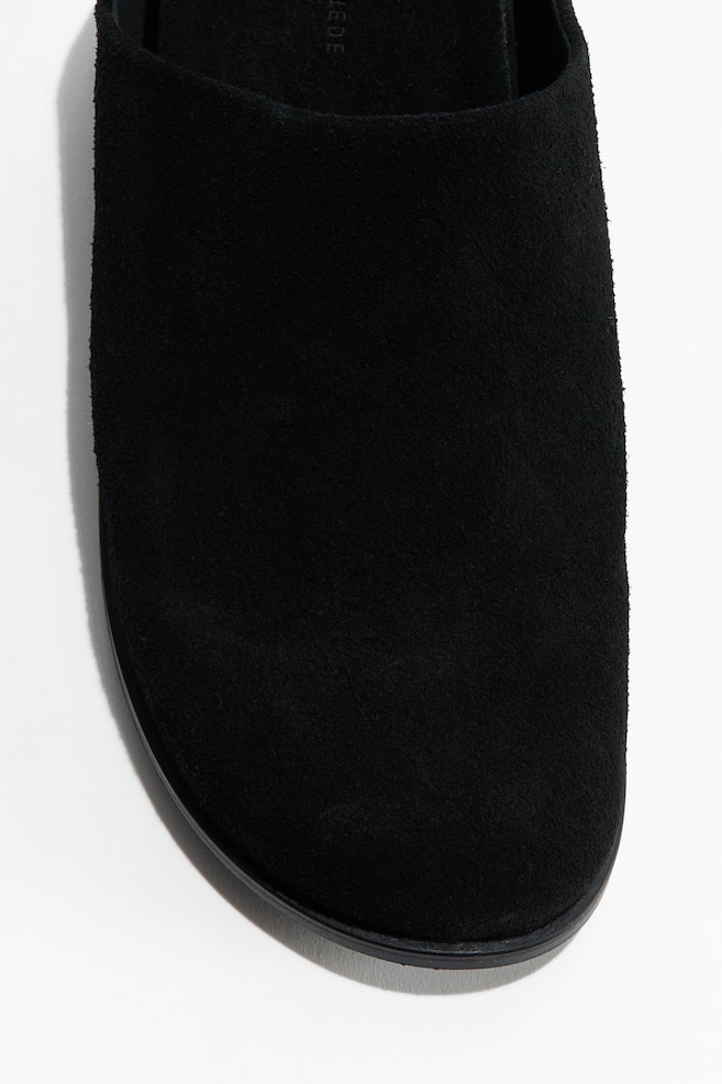 Mules en cuir velours avec semelle confort - Noir/Beige/Marron foncé - 1