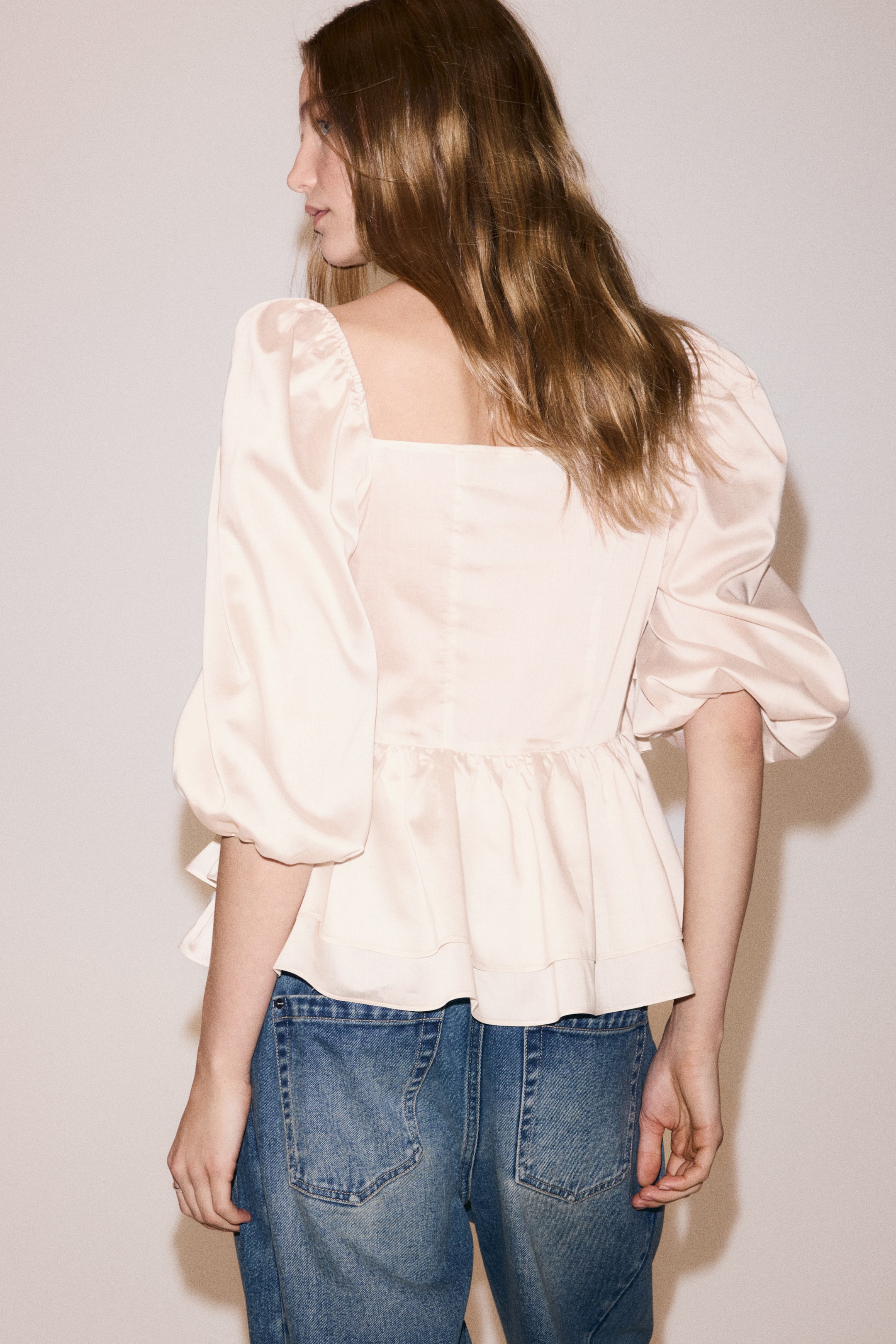 Ruffled Puff-Sleeved Blouse