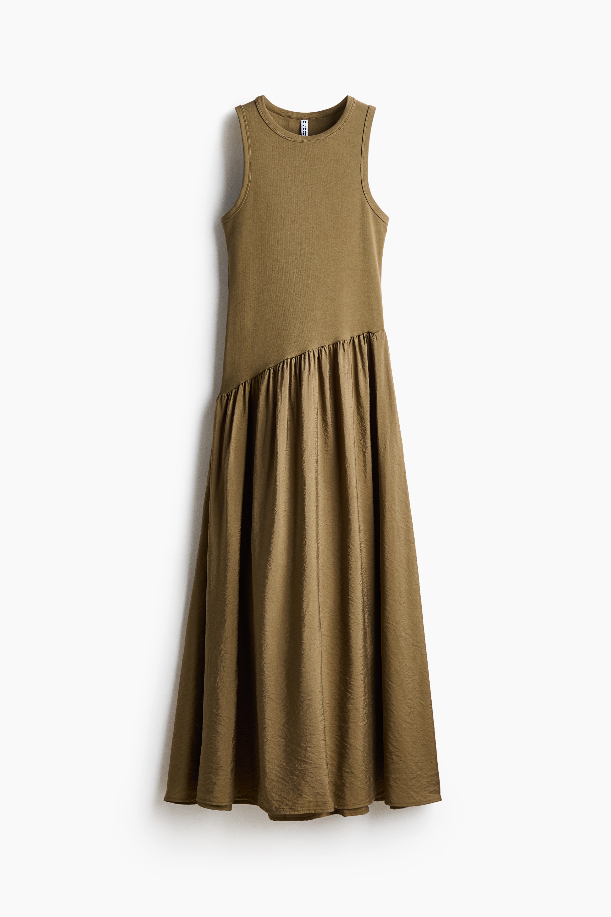 Vestido con vuelo - Verde caqui/Negro