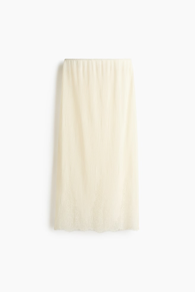 Falda con borde de encaje - Crema - 1