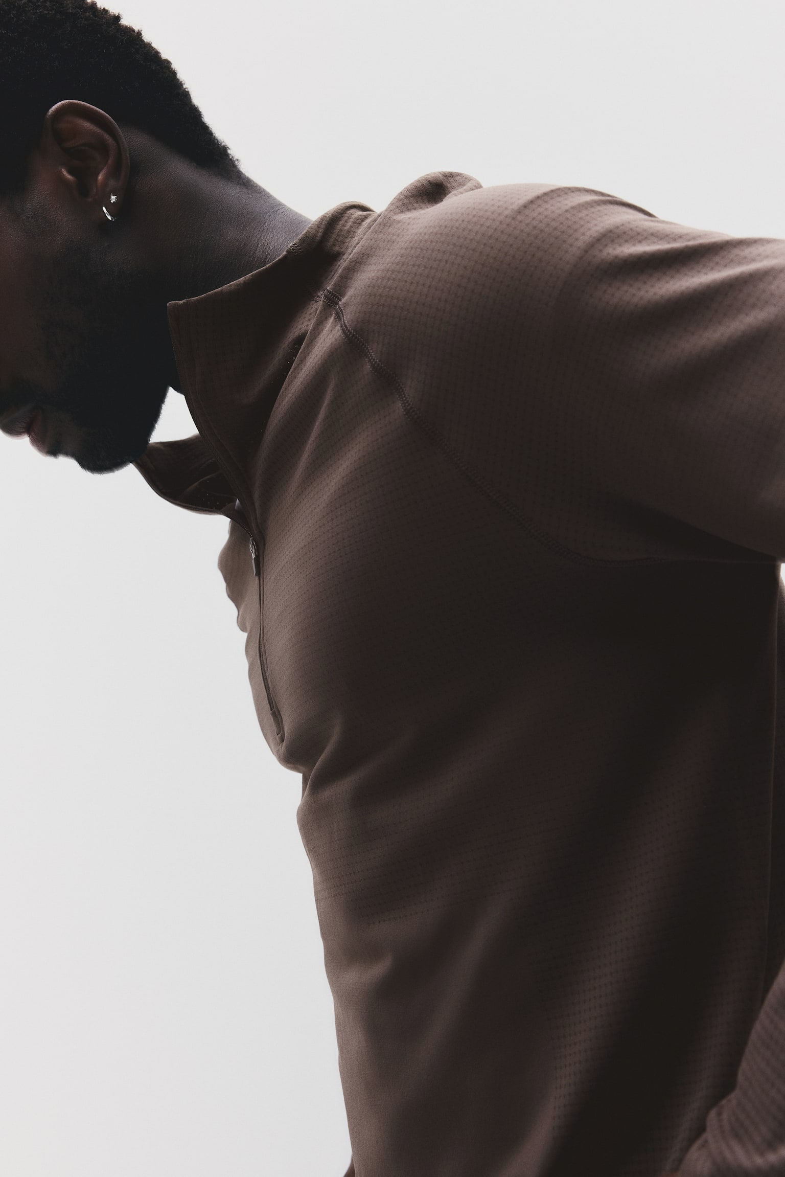 Muscle Fit Zip top sports top with DryMove™ - Brown/Brown/Navy blue - 7