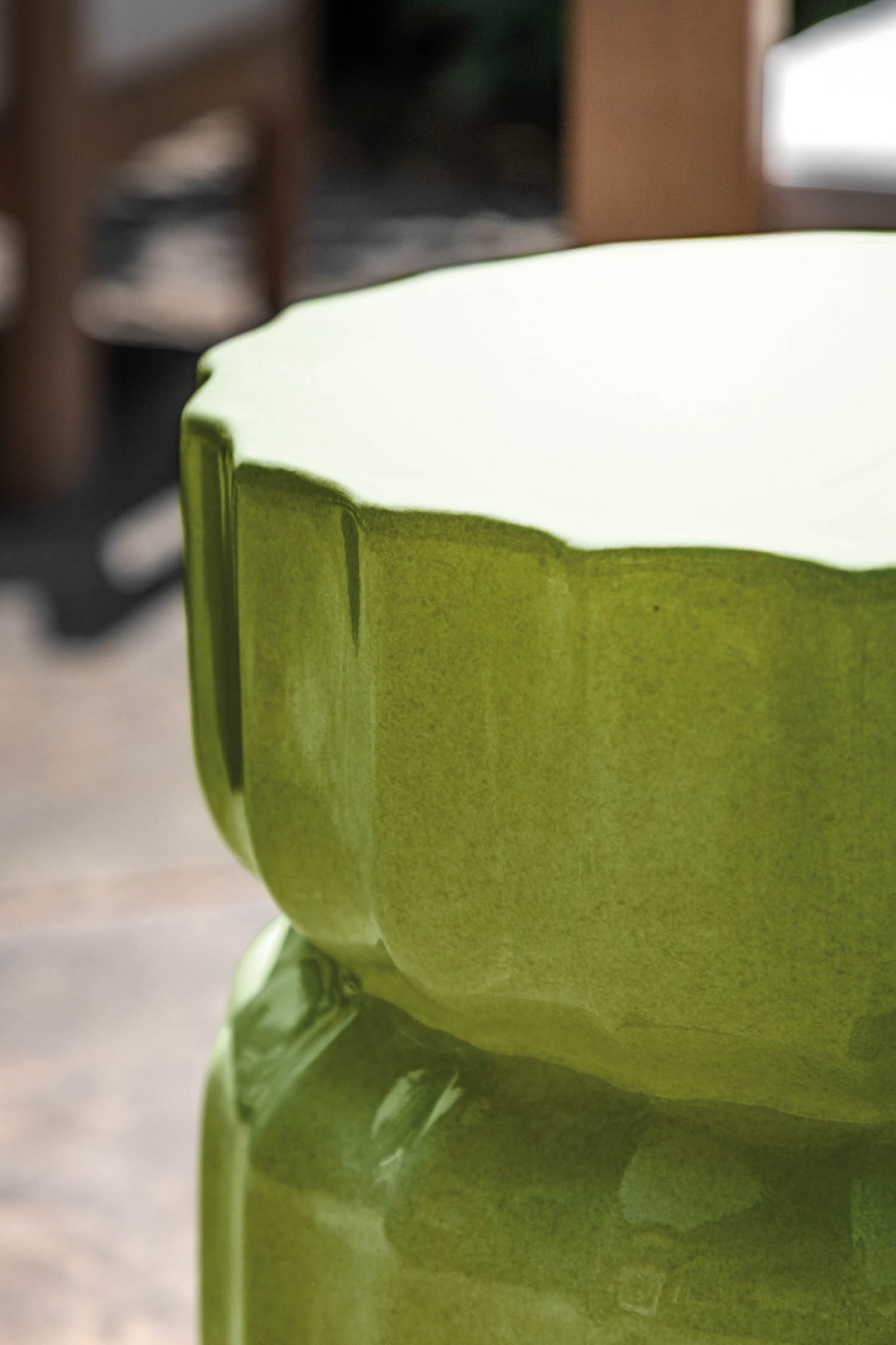 Glazed Side Table - Green/Rust/Cream - 4