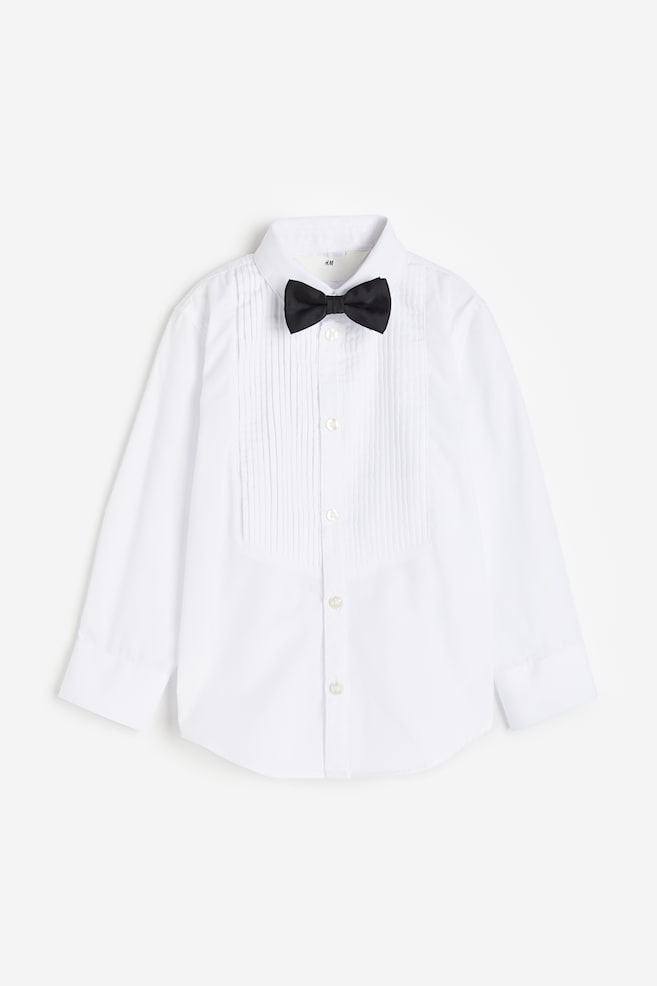 Tuxedo shirt with a bow tie - White/Black - 1