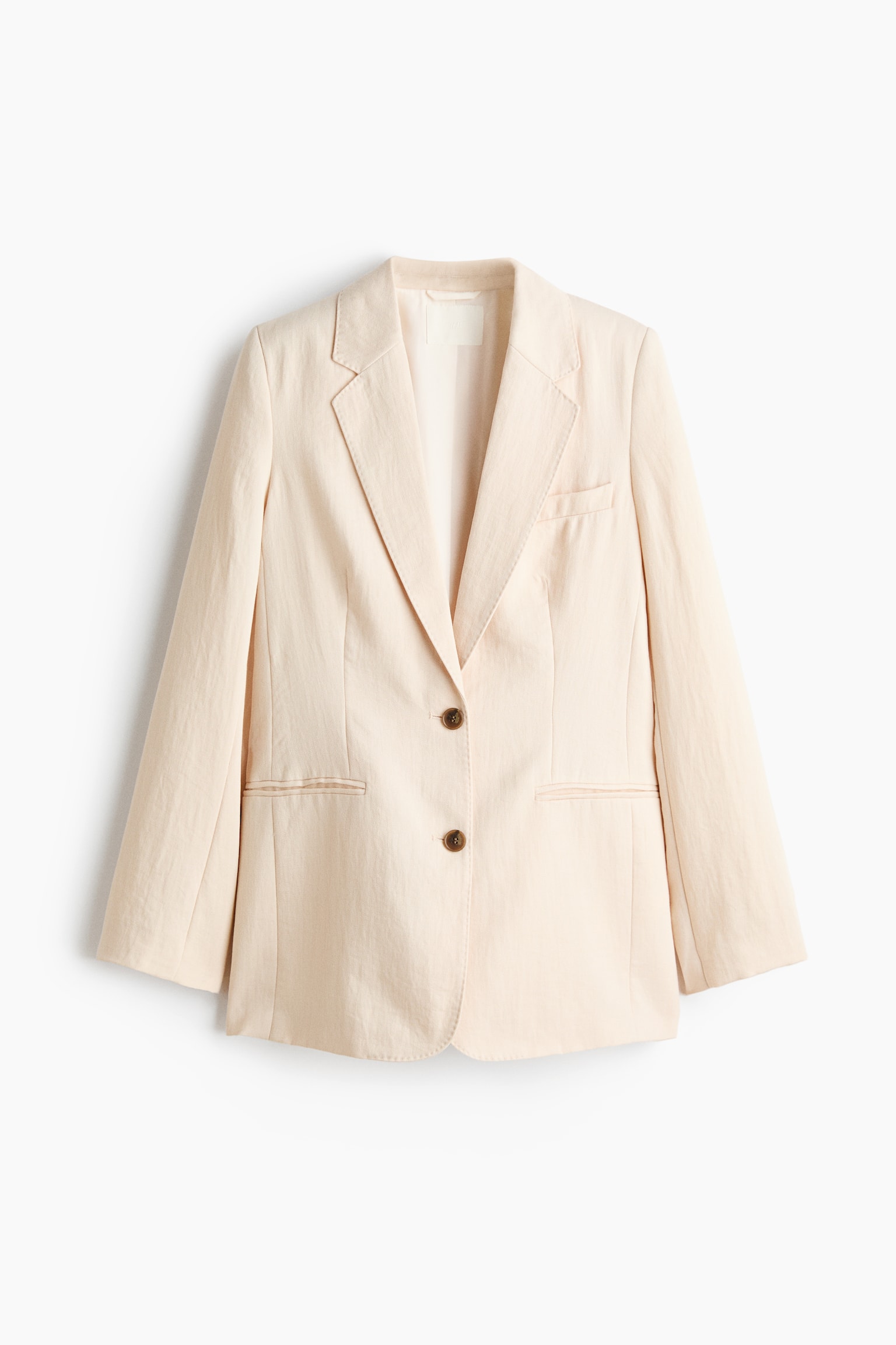 Single-breasted twill blazer - Light beige - 1