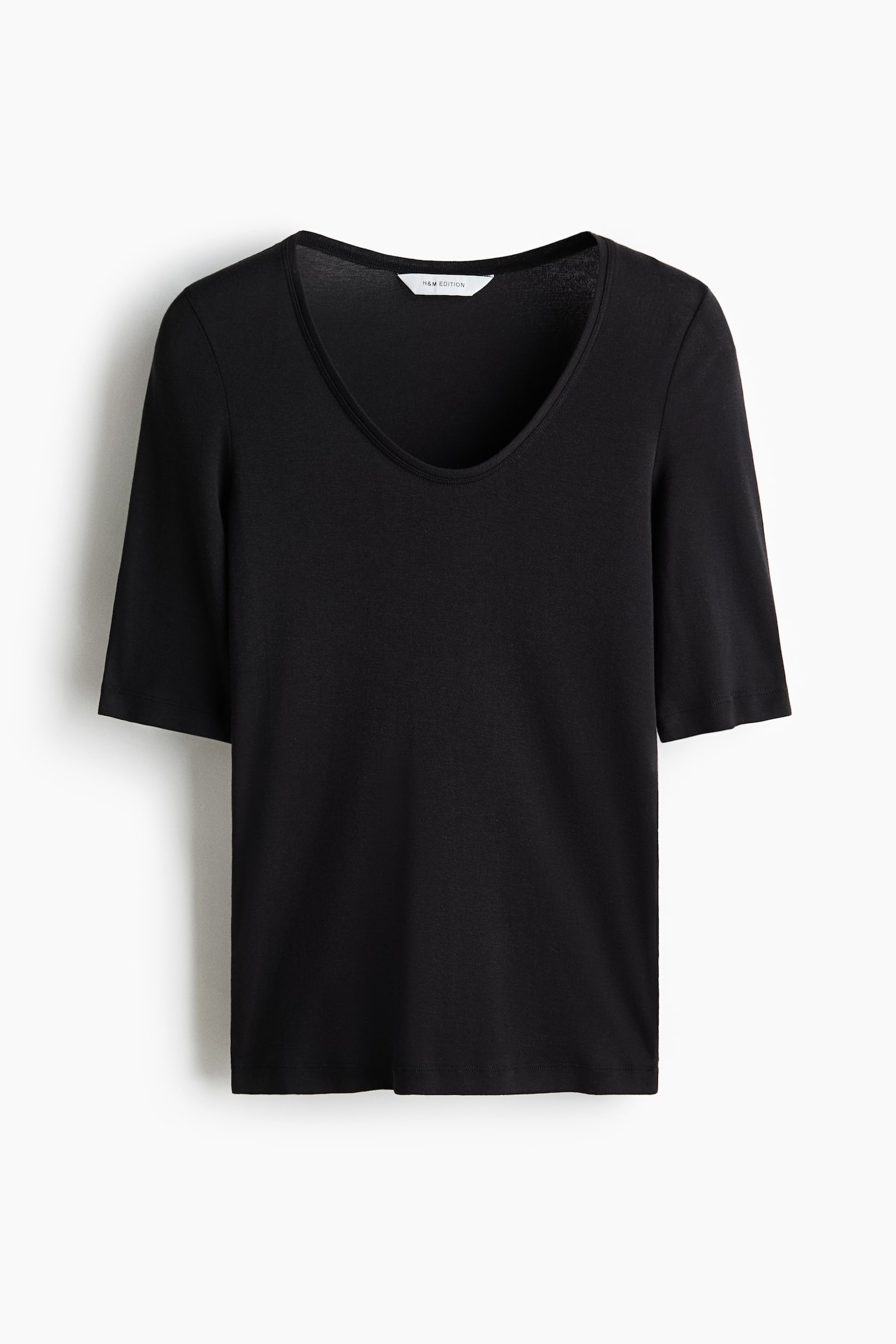 Top con cuello redondeado en algodón pima - Negro/Azul/Rojo - 1