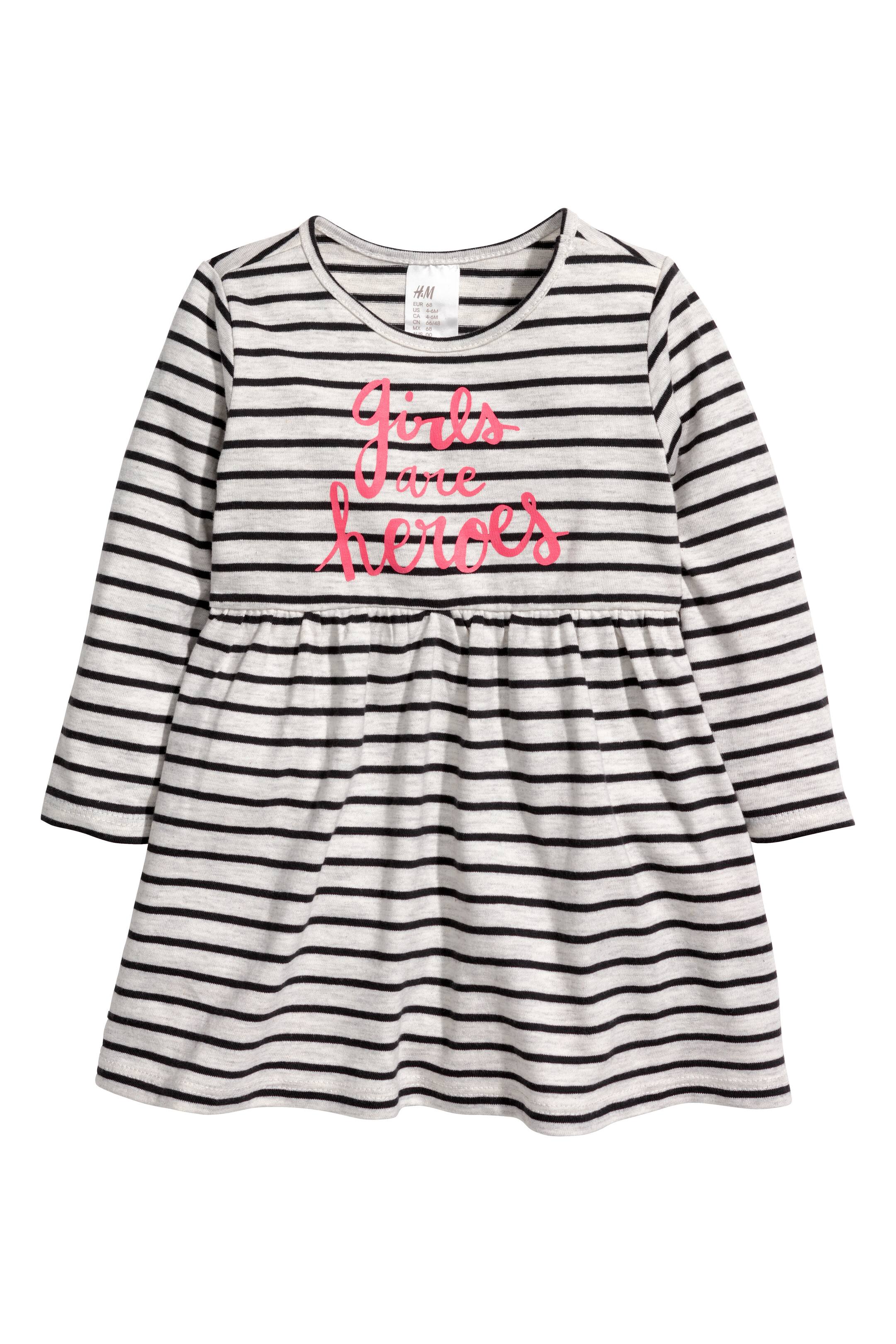 View larger image: Jersey dress and leggings - Pink/Grey striped - Kids | H&M GB 1