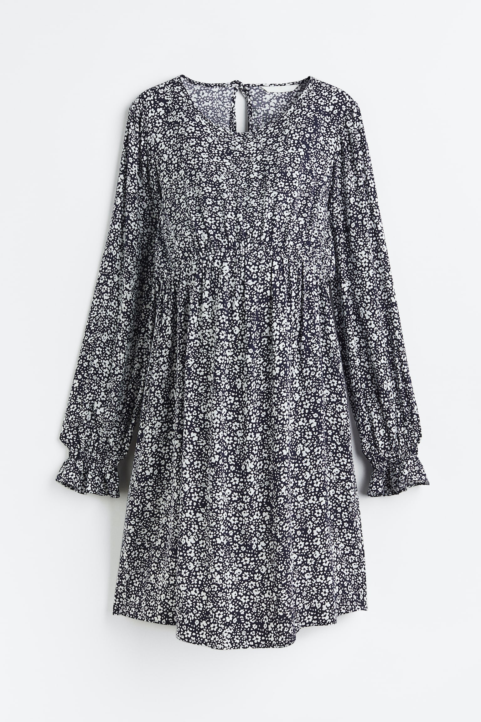 MAMA Tie-detail dress - Navy blue/Small flowers - 1