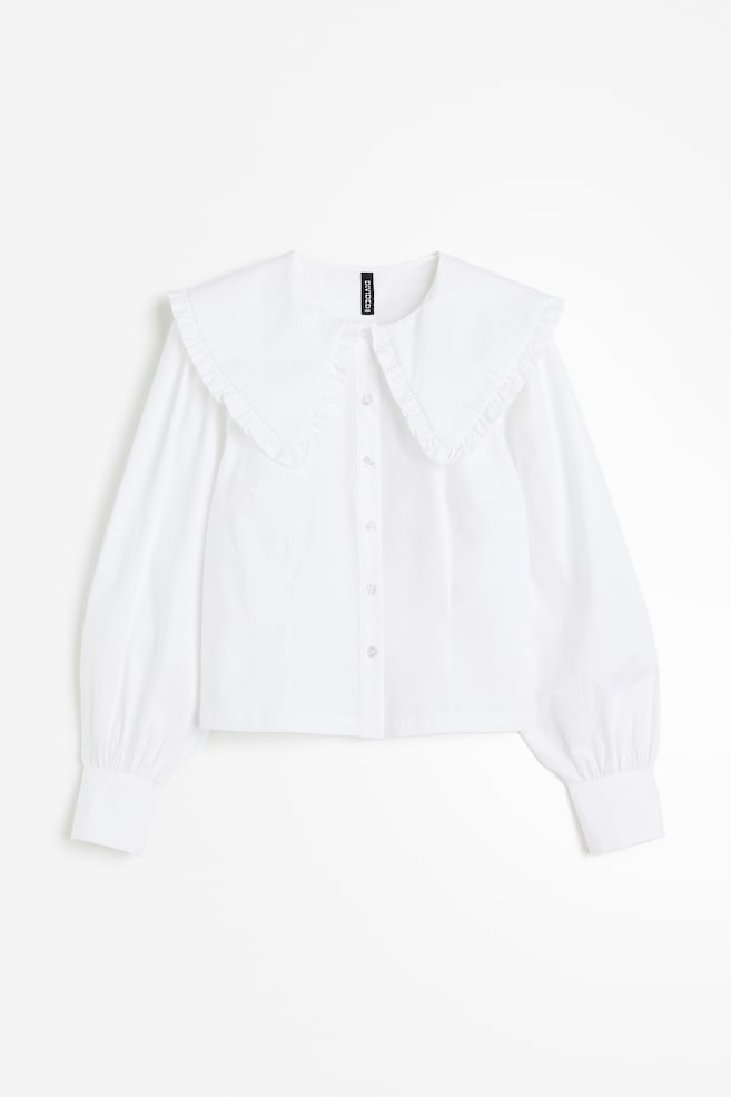 Collared poplin blouse - White/Black - 2