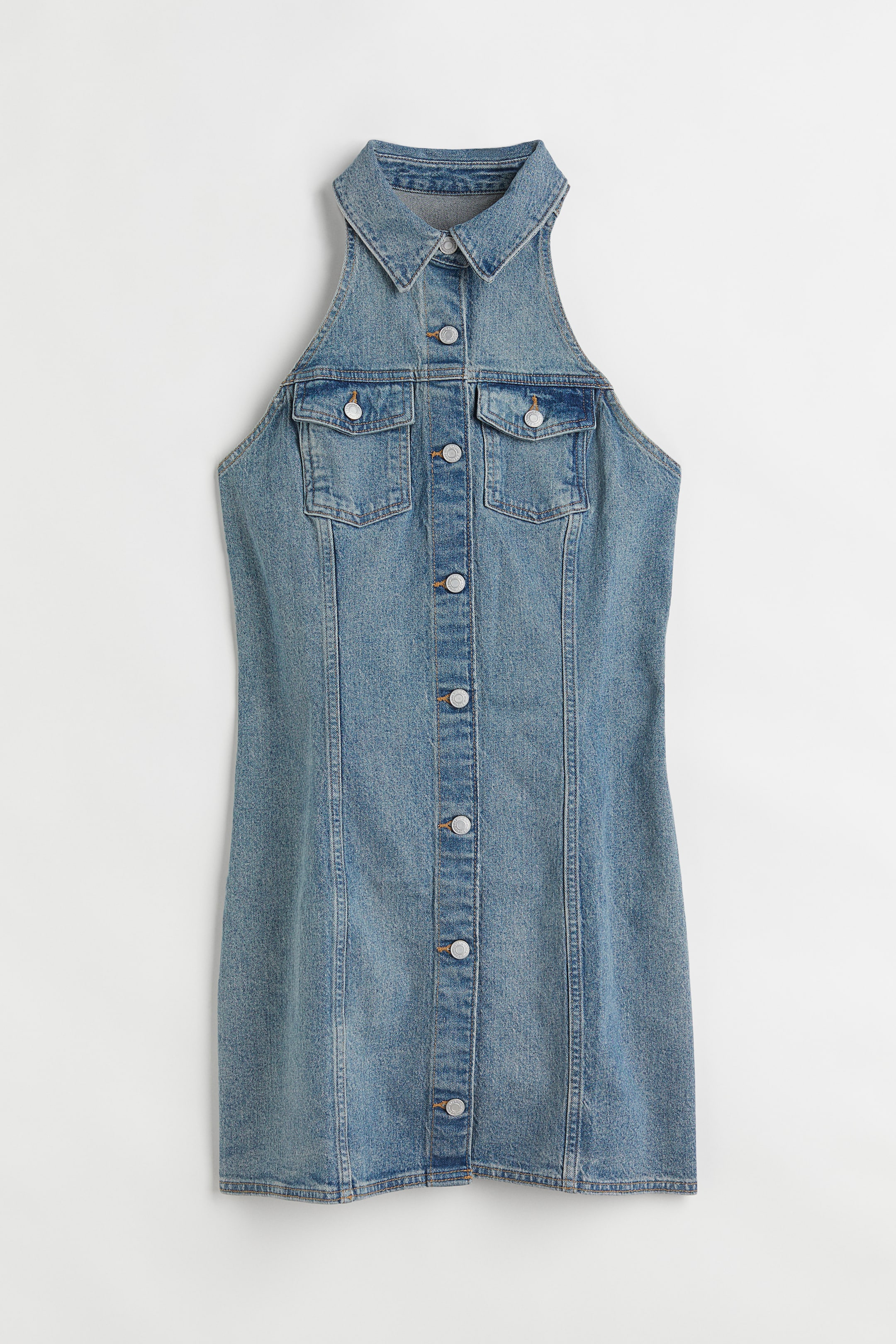 Sleeveless Denim Shirt Dress