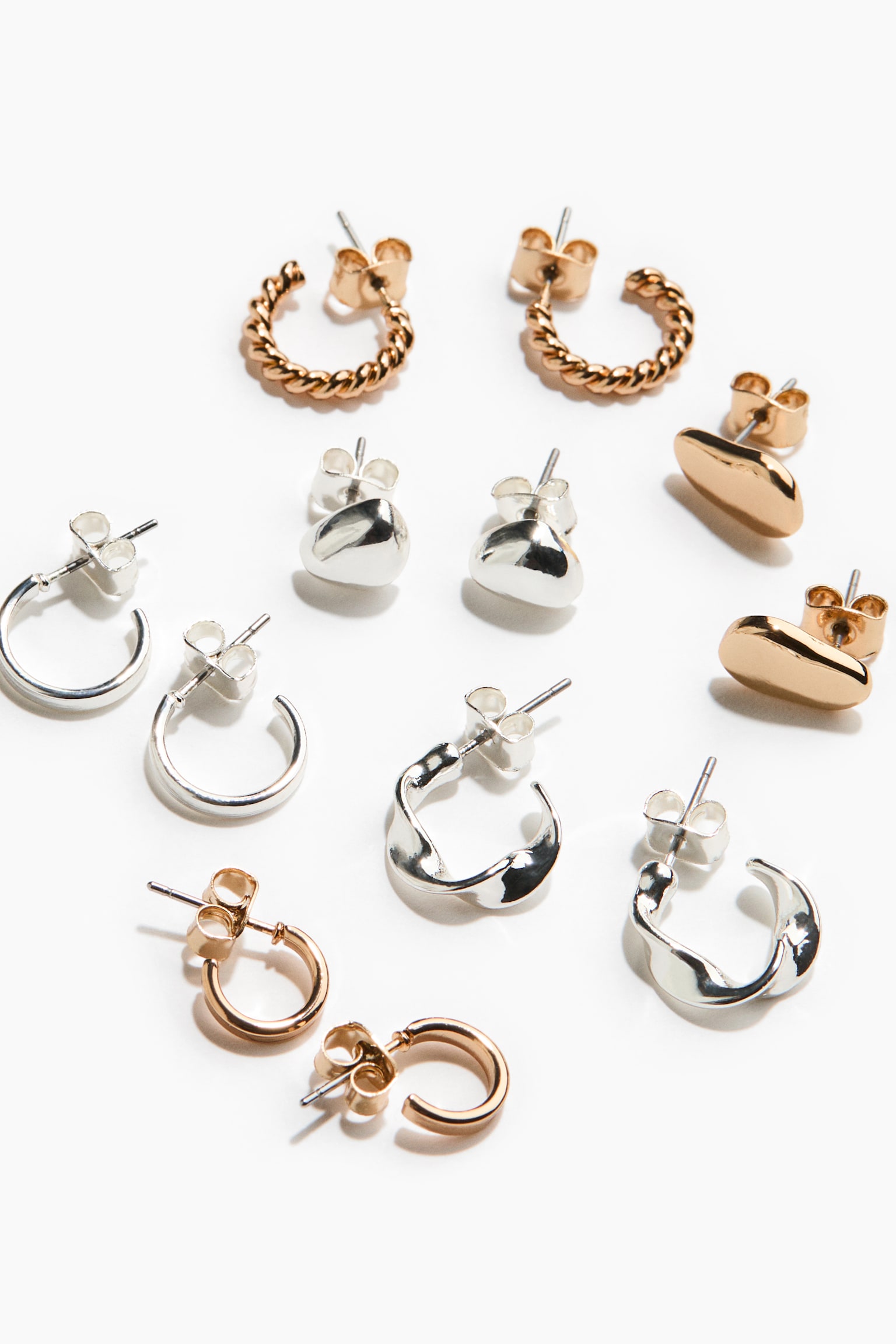 6 pairs earrings - Gold-coloured/Silver-coloured - 2