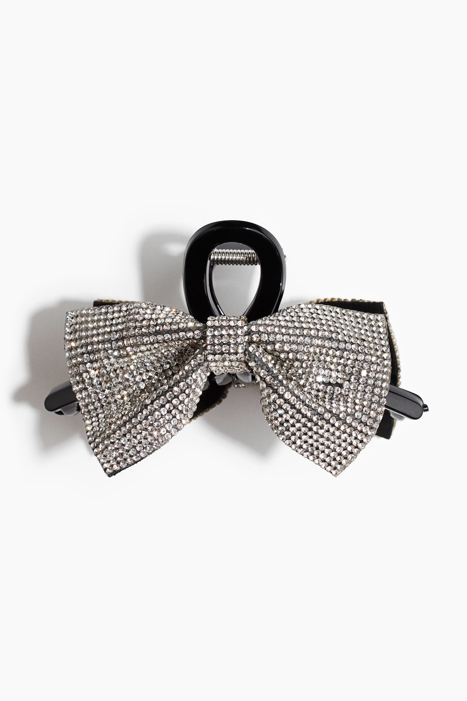 Rhinestone bow hair claw - Black/Silver-coloured - 2