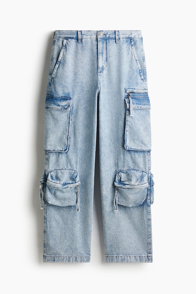 Loose Cargo Jeans - Albastru-denim deschis - 1