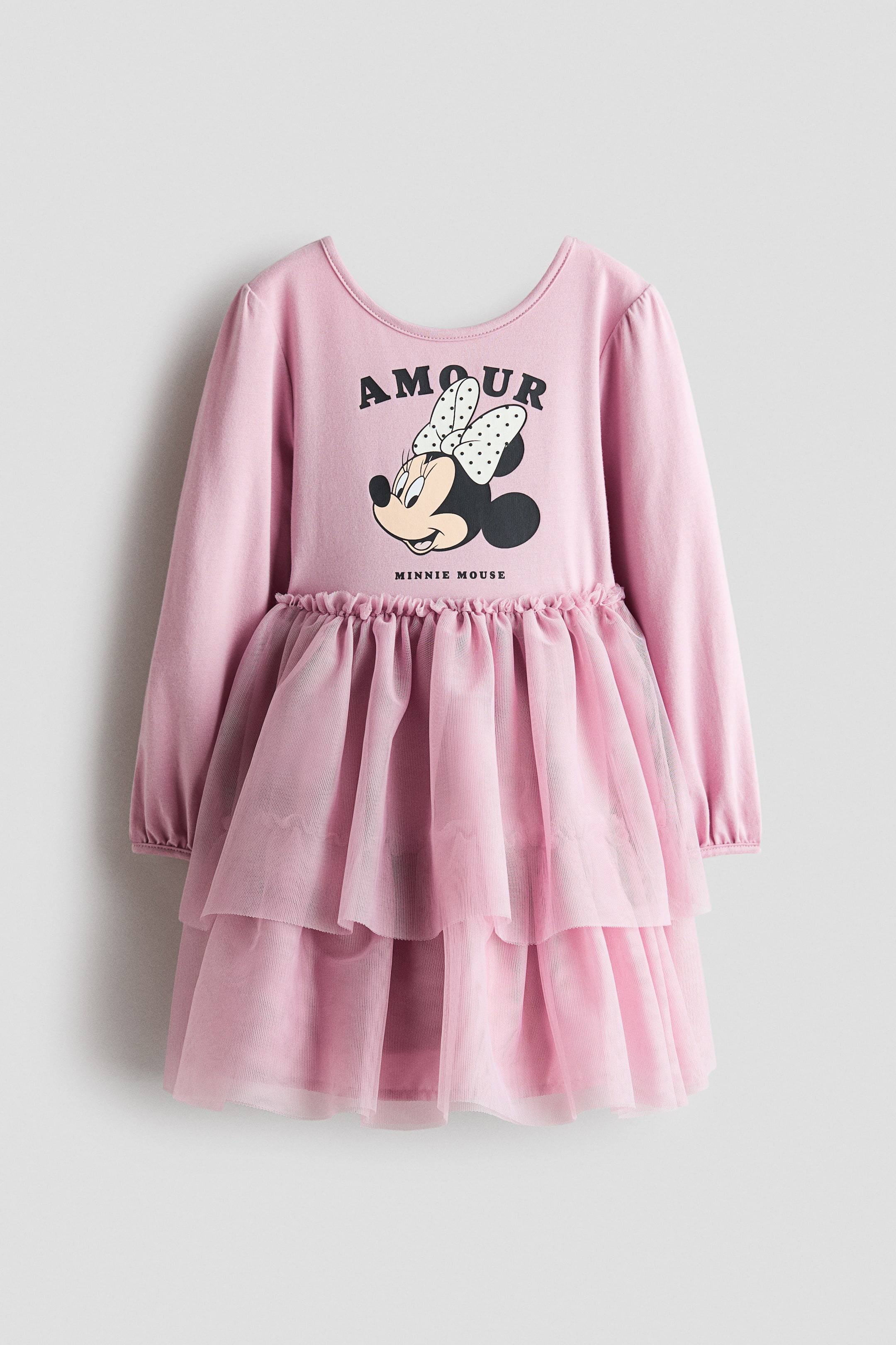 View larger image: Print-motif tulle-skirt dress - Dusty pink/Minnie Mouse - Kids | H&M 1