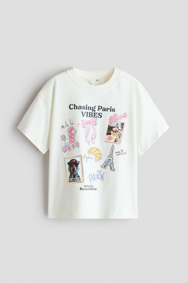 Loose-Fit Printed T-Shirt - White/Paris Vibes - 1