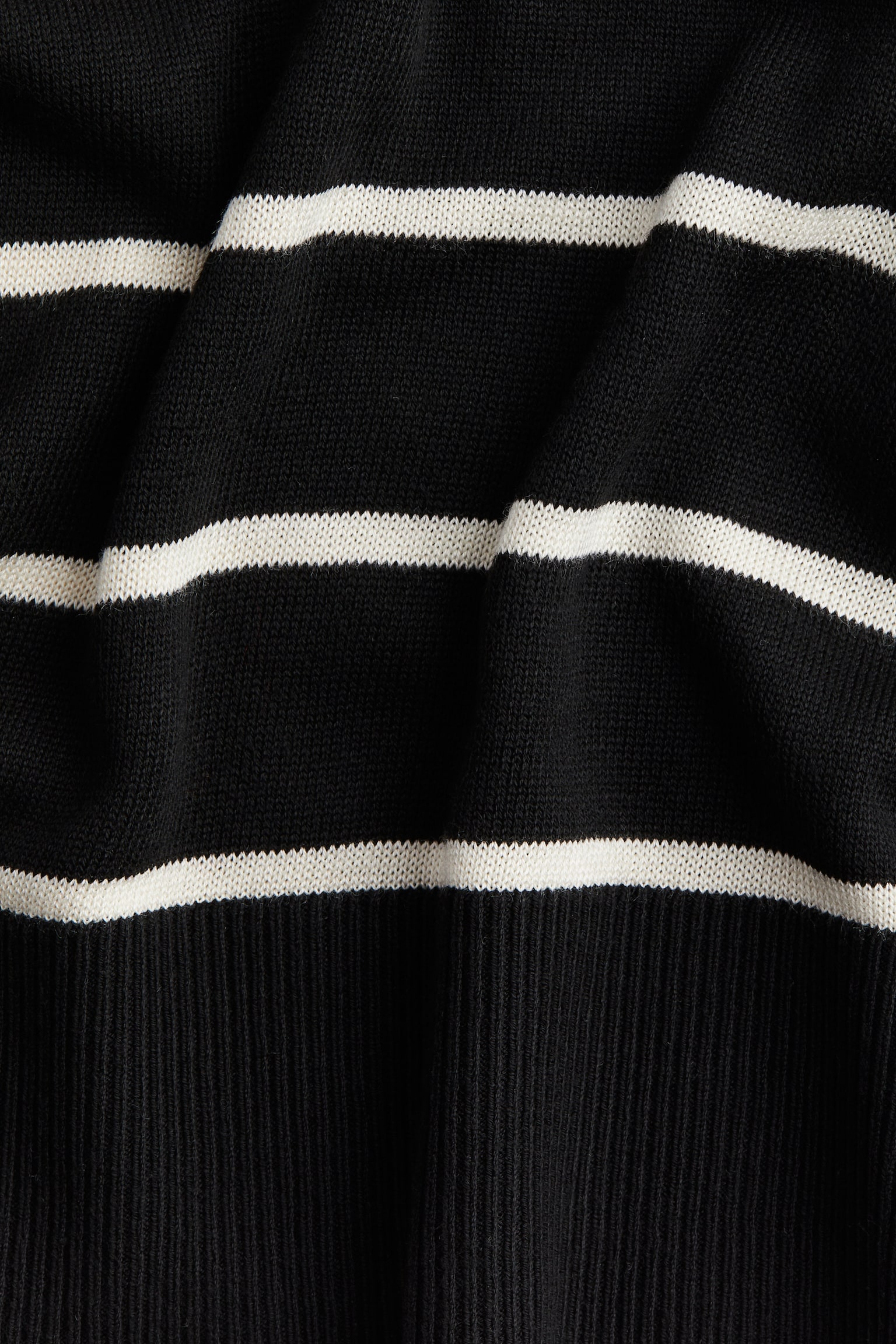 Fine-knit turtleneck jumper - Black/Striped/Dark khaki green - 3