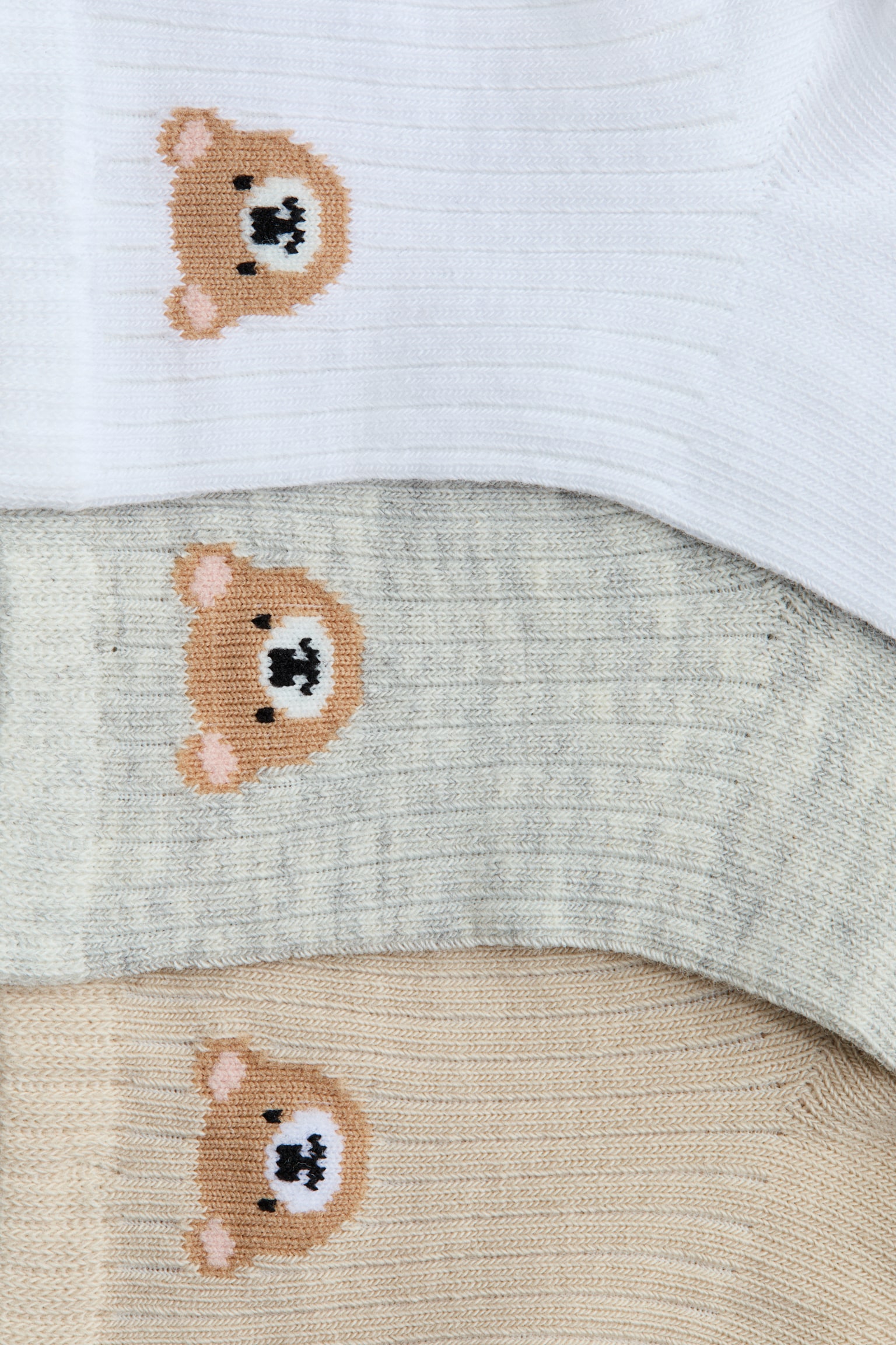 3-pack socks - Beige/Teddy bear/Light green/Dinosaurs/White/Striped/Beige/Animals/Light pink/Yellow/Grey/Dogs - 3