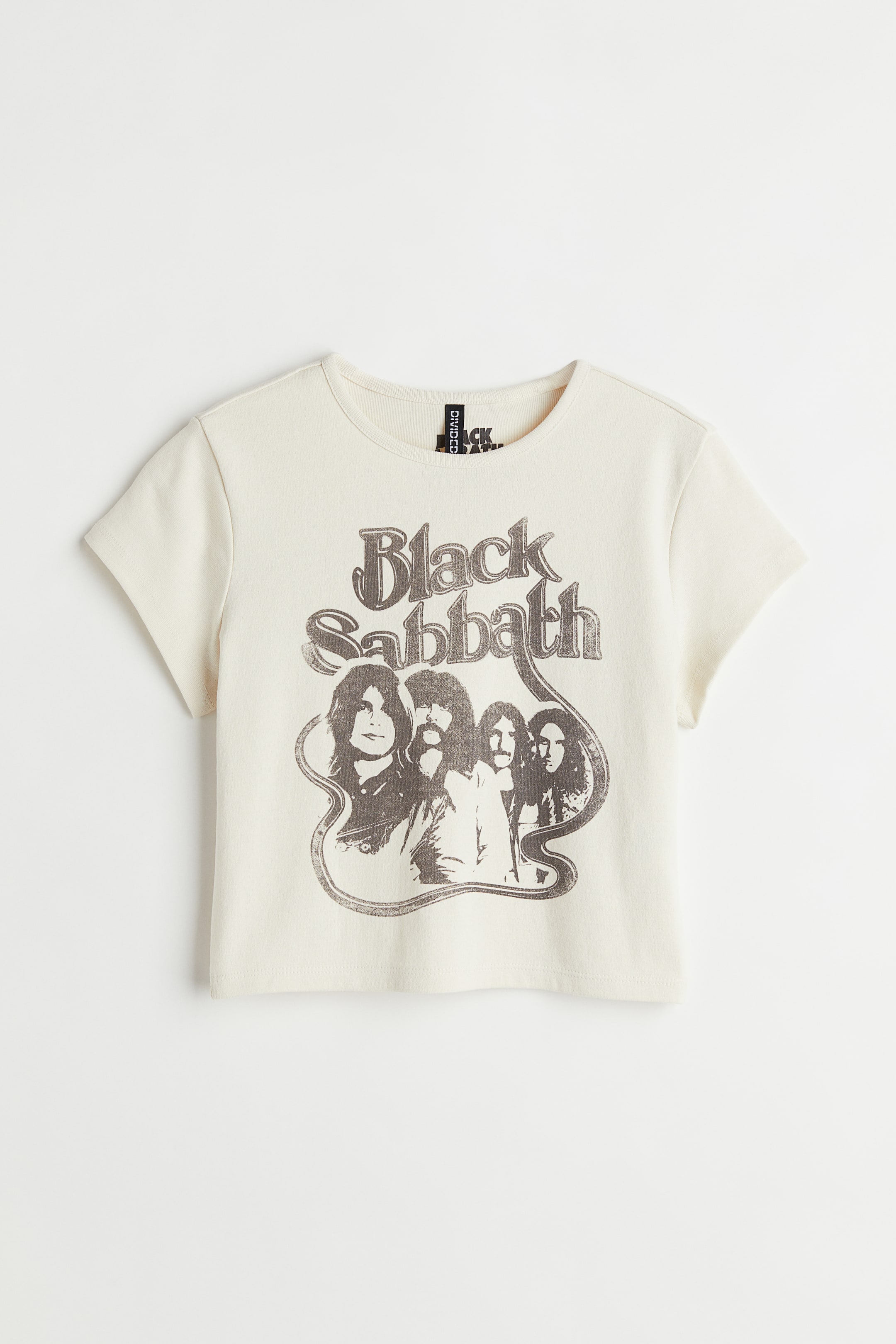 Printed Cropped Top Cream Black Sabbath Ladies Handm Gb