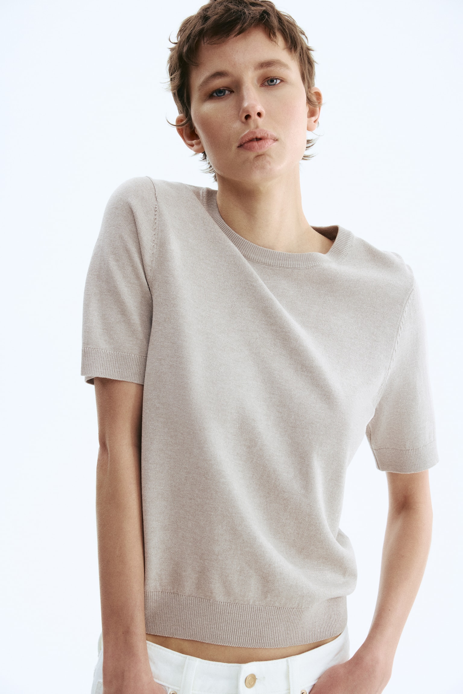 Fine-knit top - Greige marl/Black/Lilac/Yellow/Grey marl/Navy blue/Cream/Pale yellow - 6