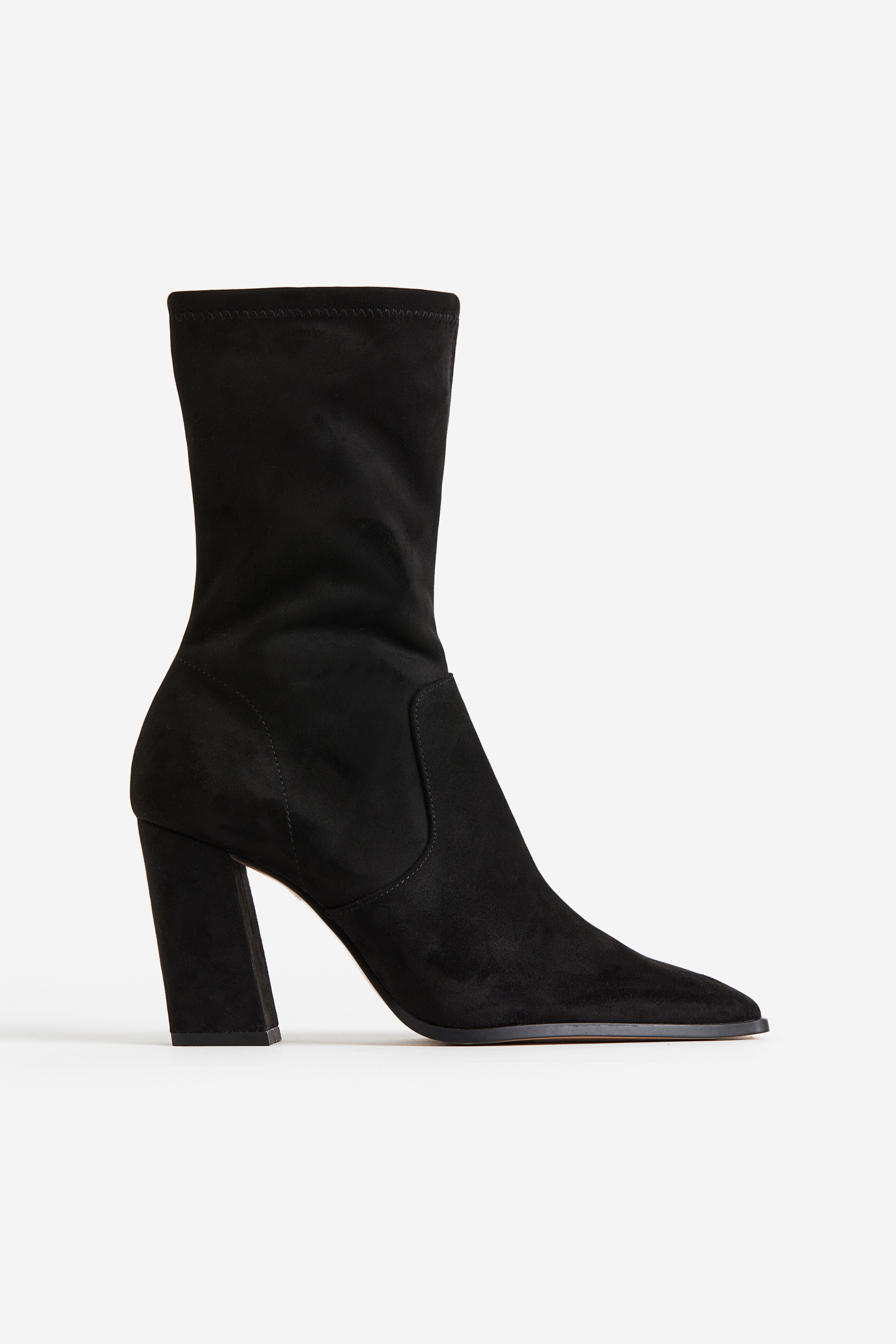 Black heeled sock booties hotsell