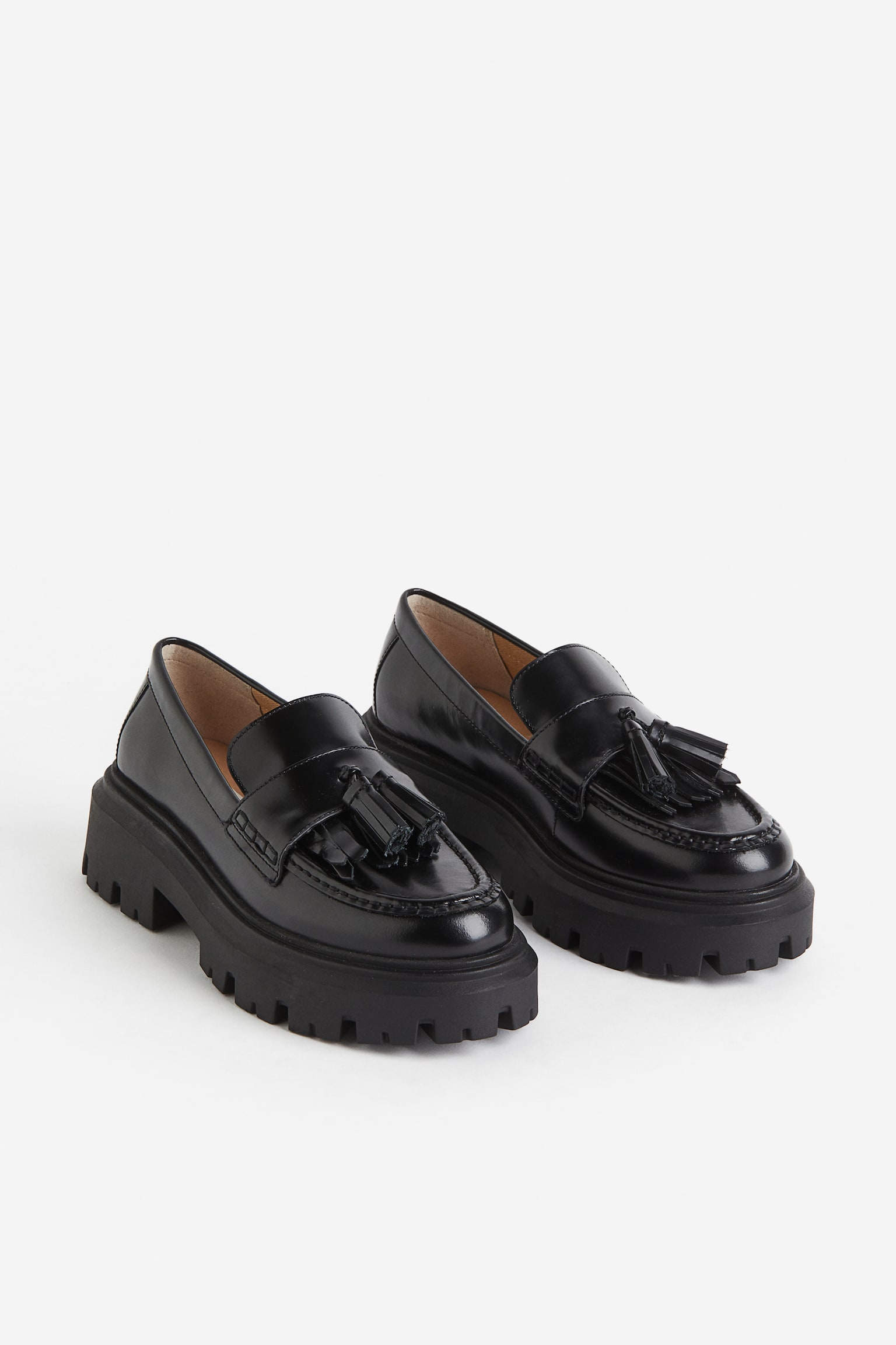 Chunky Leather Loafers - Black - 4