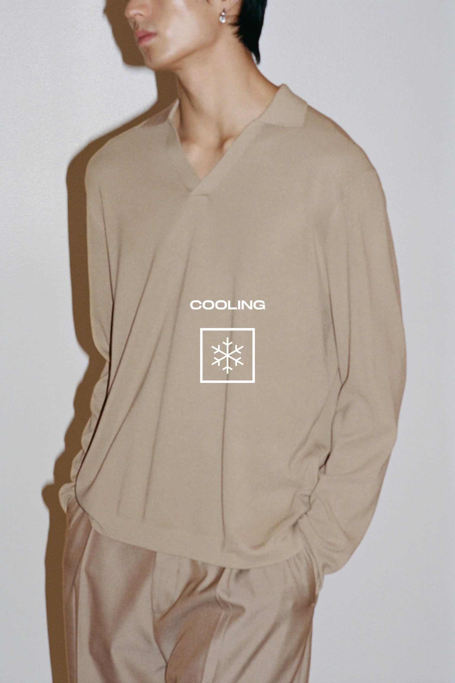 Мужское поло H&M Cooling Regular-Fit Knit Polo Shirt, цвет: Бежевый — фото 5