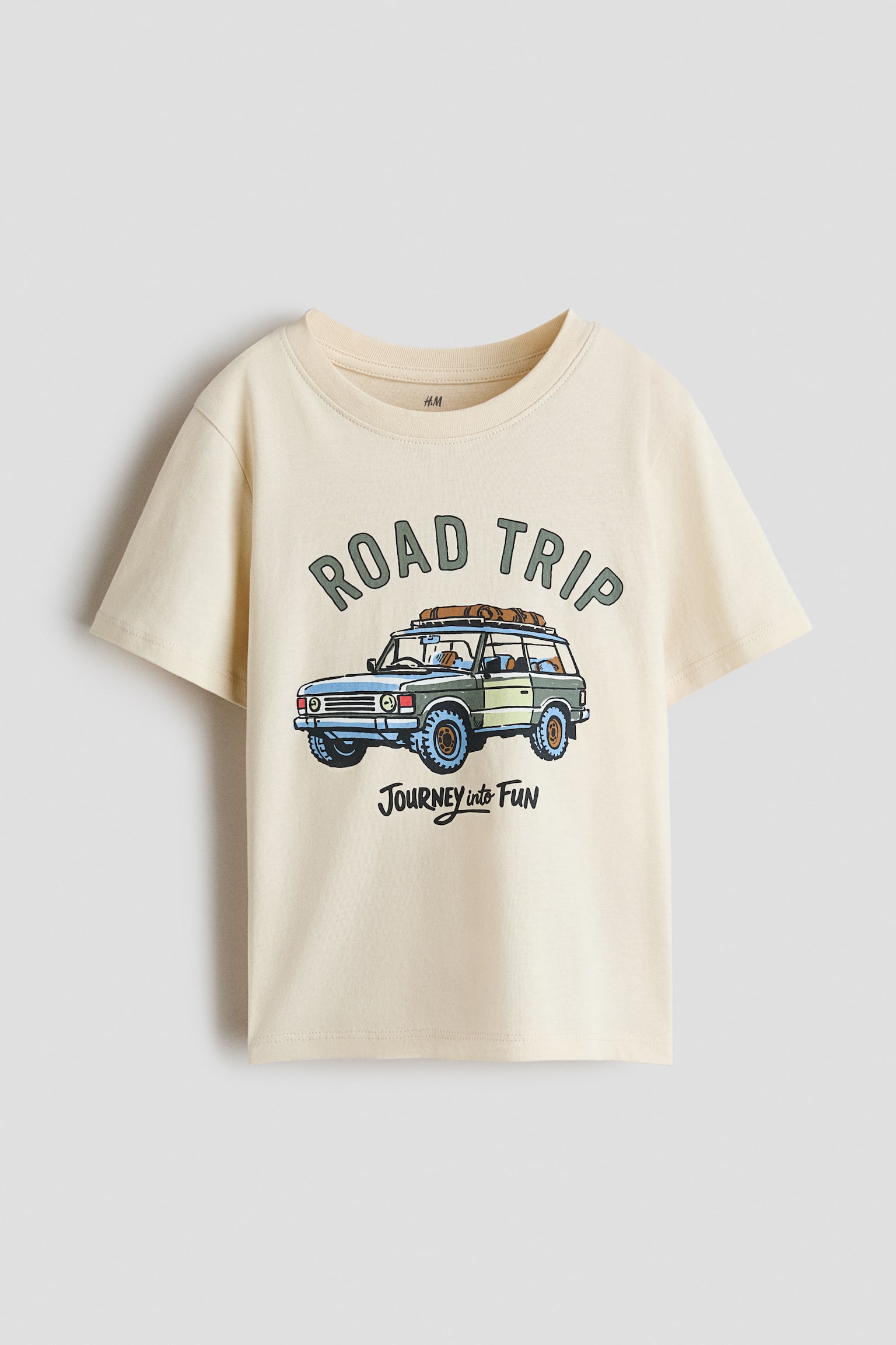 Áo thun in hình - Màu kem/Road Trip/Màu nâu đậm/Khủng long/Xanh tím than/Adventure Crew/Màu kem/Monster Jump/Màu trắng/Kẻ/Màu xanh kaki/Khủng long/Màu xám đốm/Kẻ